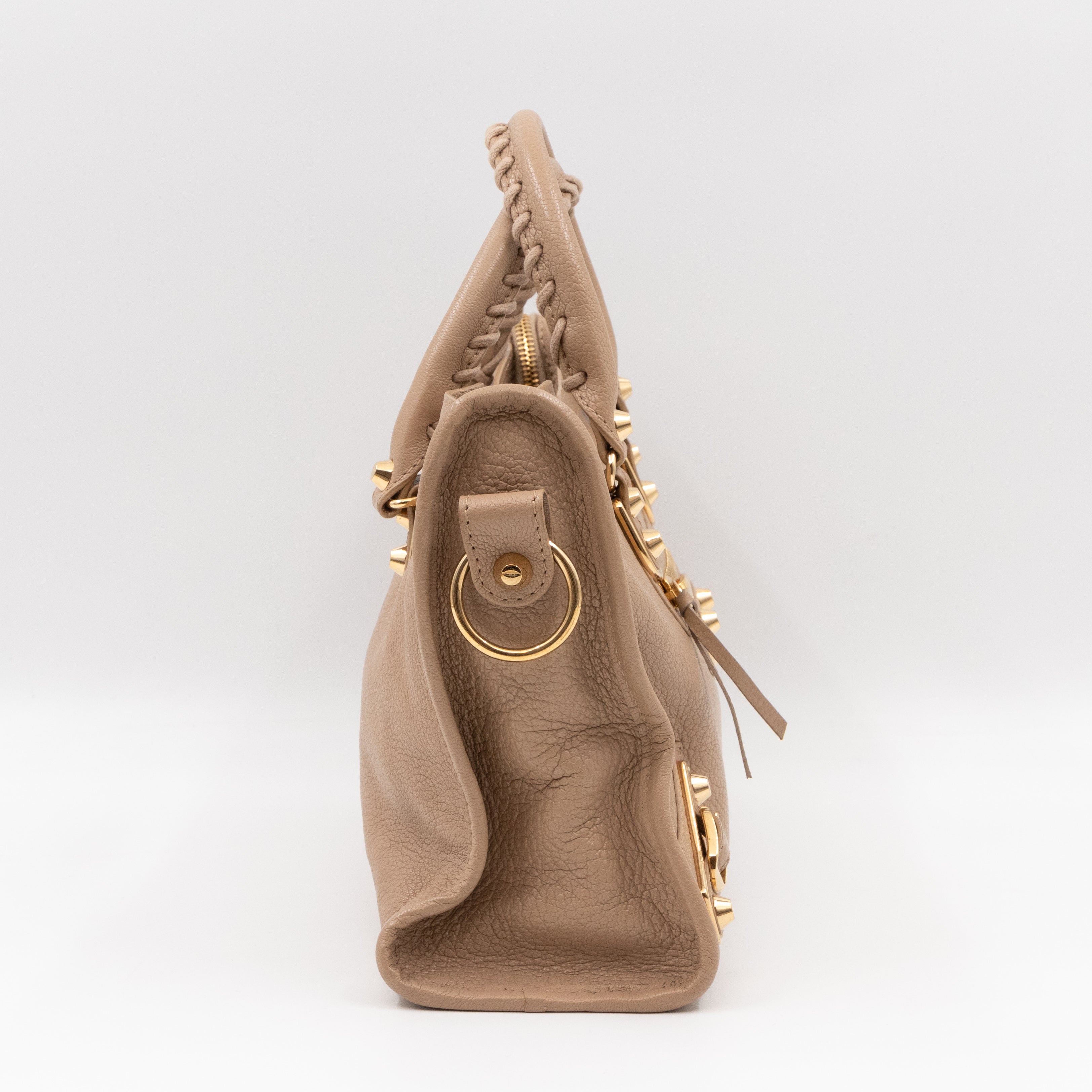 Classic City S Metallic Edge Beige Leather