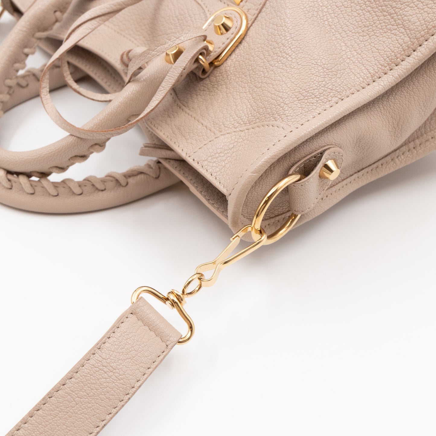 Classic City S Metallic Edge Beige Leather