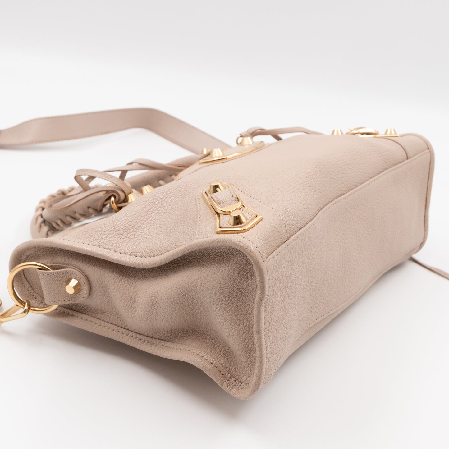 Classic City S Metallic Edge Beige Leather
