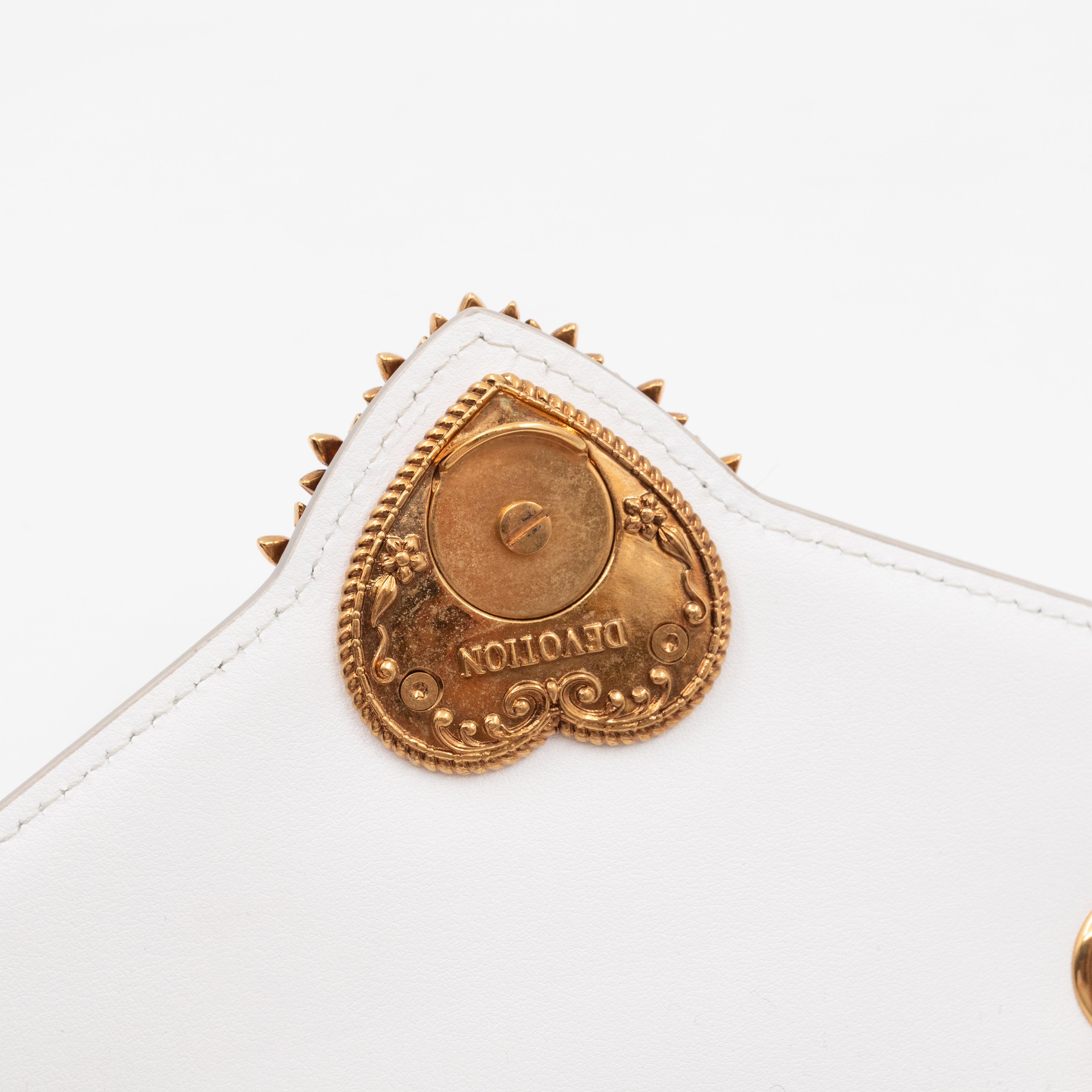 Devotion Mini Wallet on Chain White Leather