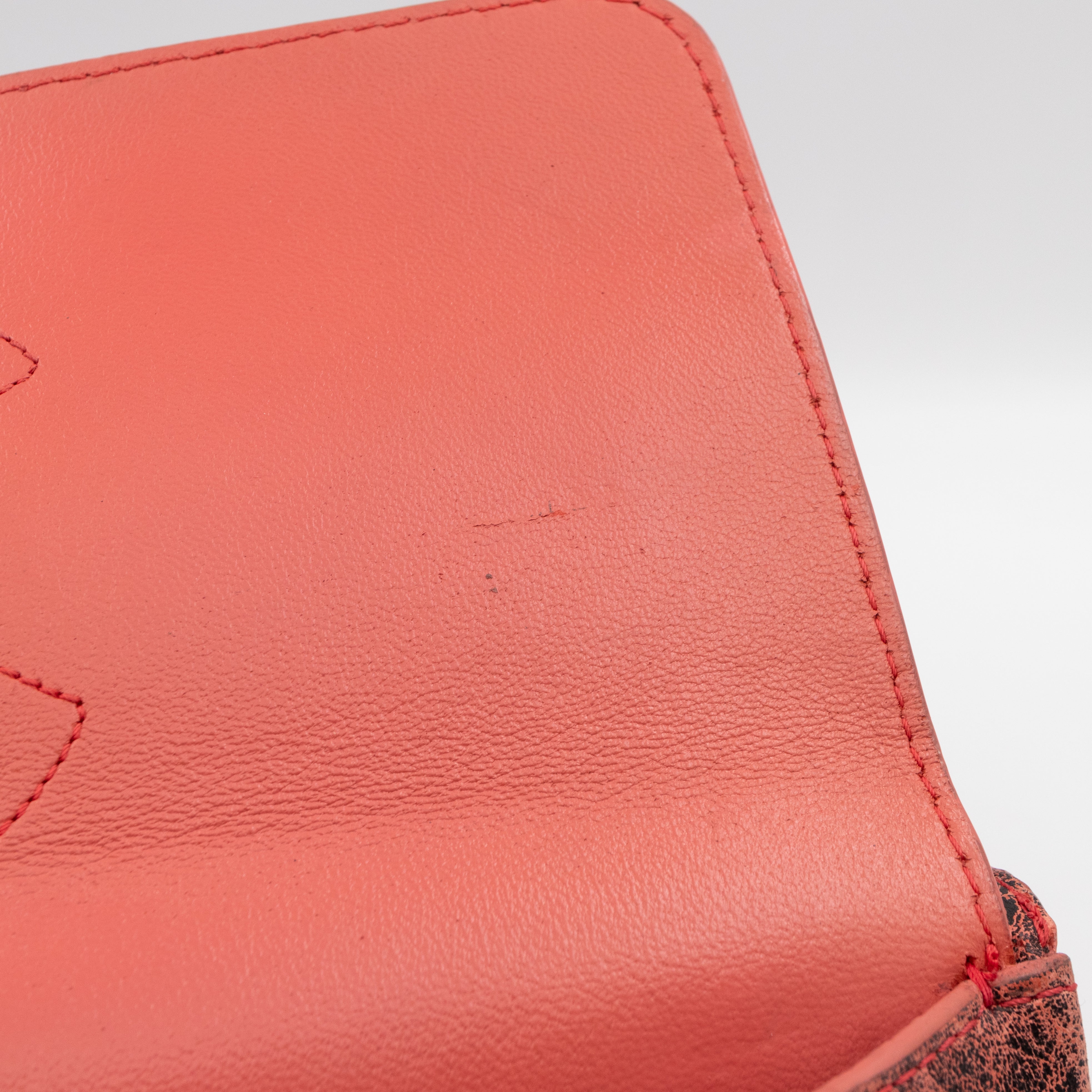 Classic Double Flap Jumbo Red Crackled Leather
