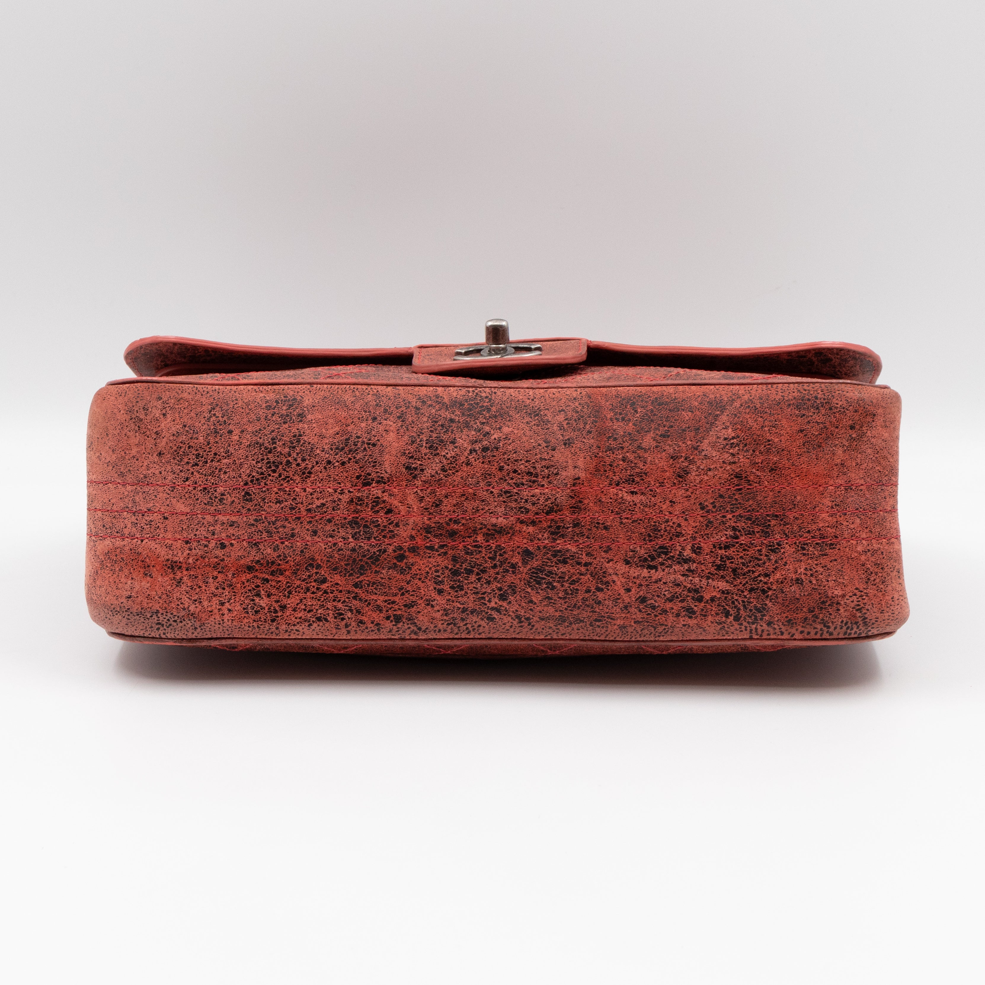 Classic Double Flap Jumbo Red Crackled Leather