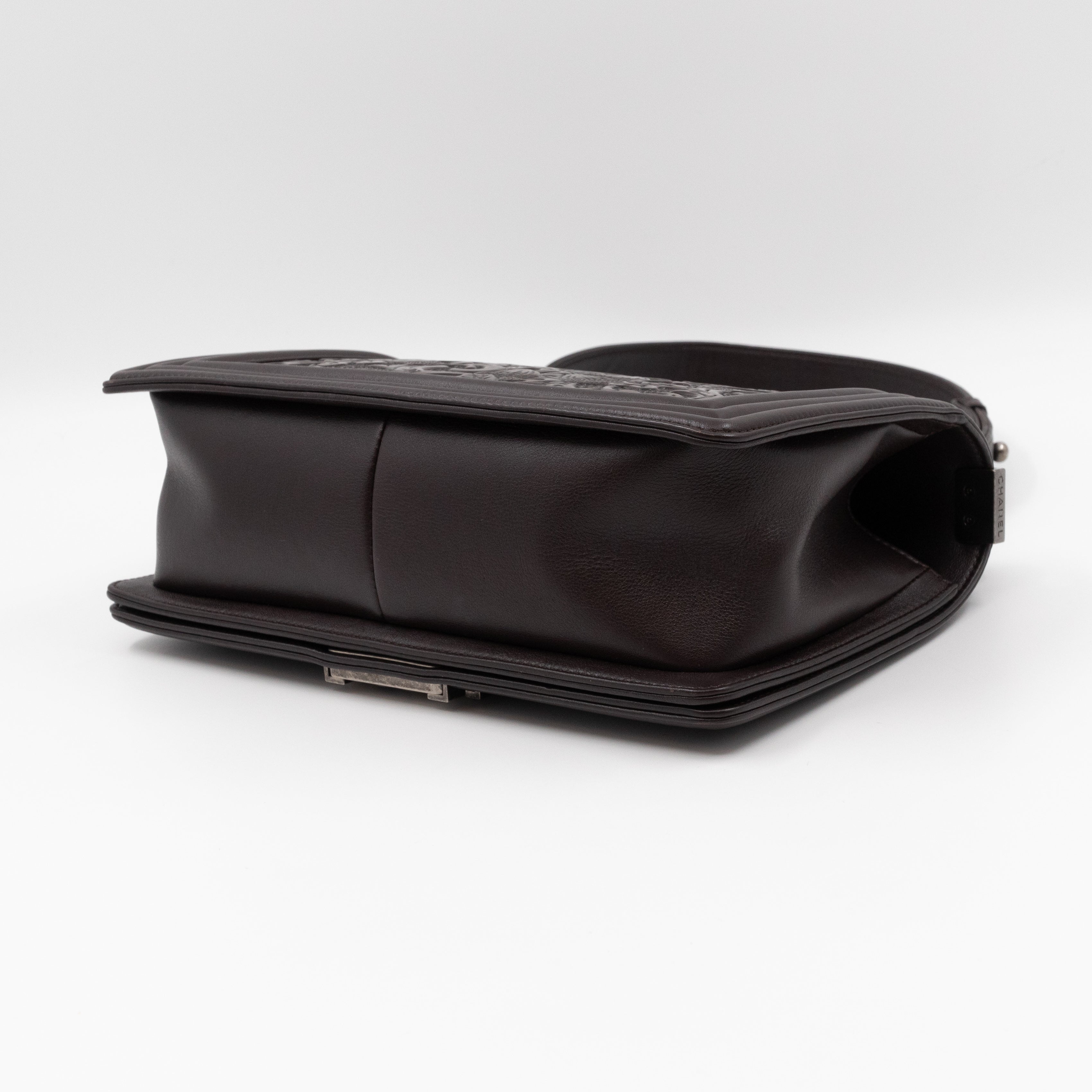 Cordoba Boy Bag Medium Dallas Paris Brown Engraved Leather