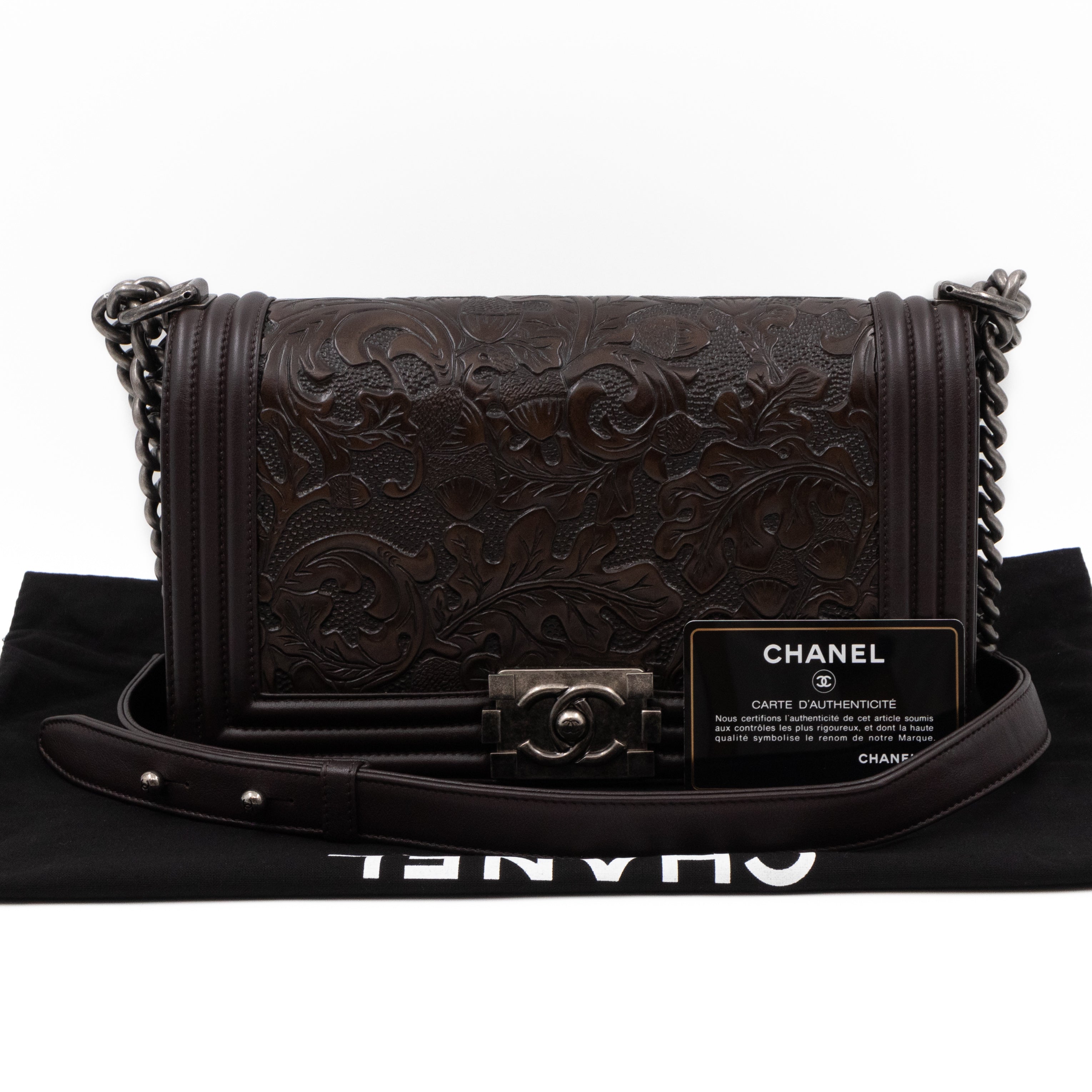 Cordoba Boy Bag Medium Dallas Paris Brown Engraved Leather