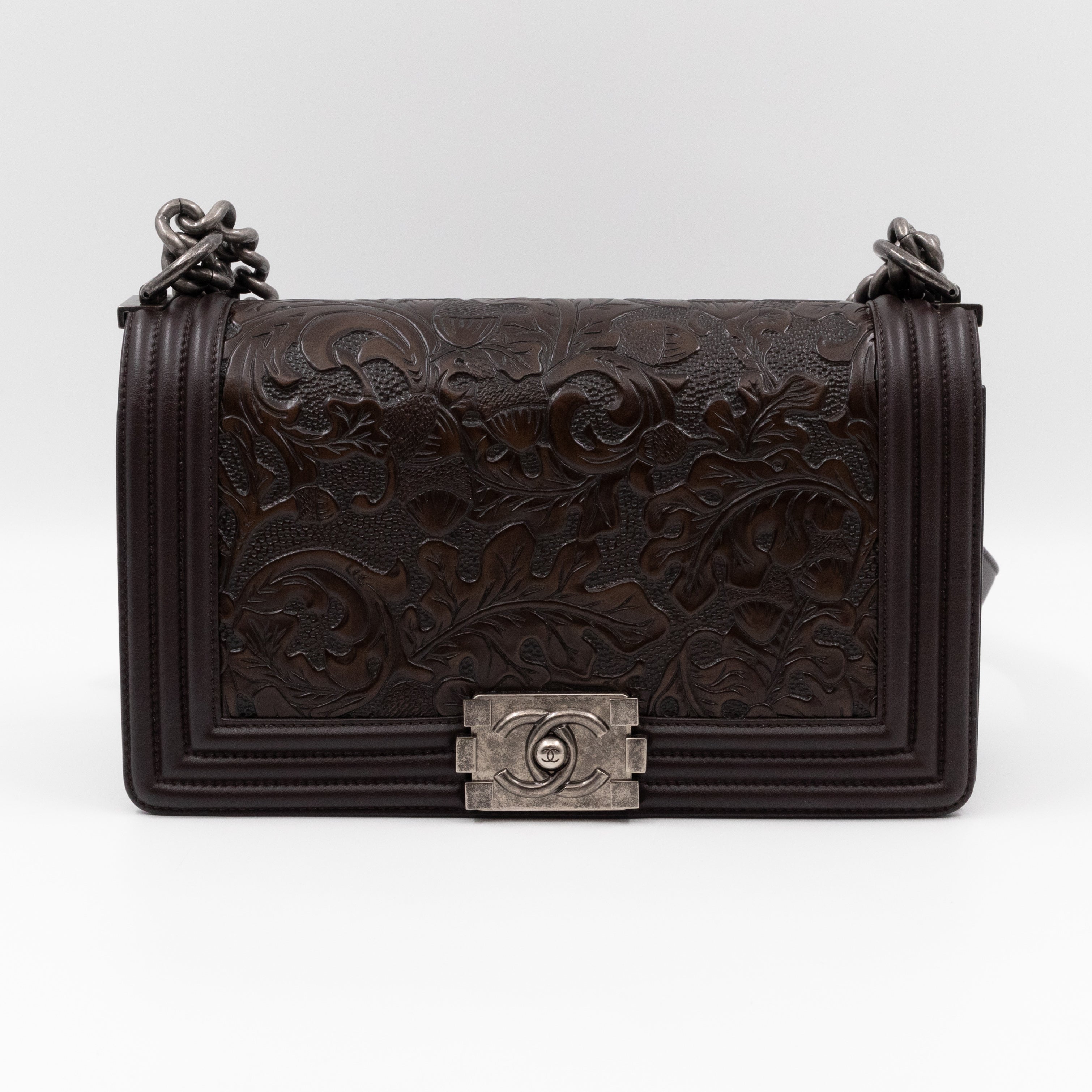 Cordoba Boy Bag Medium Dallas Paris Brown Engraved Leather