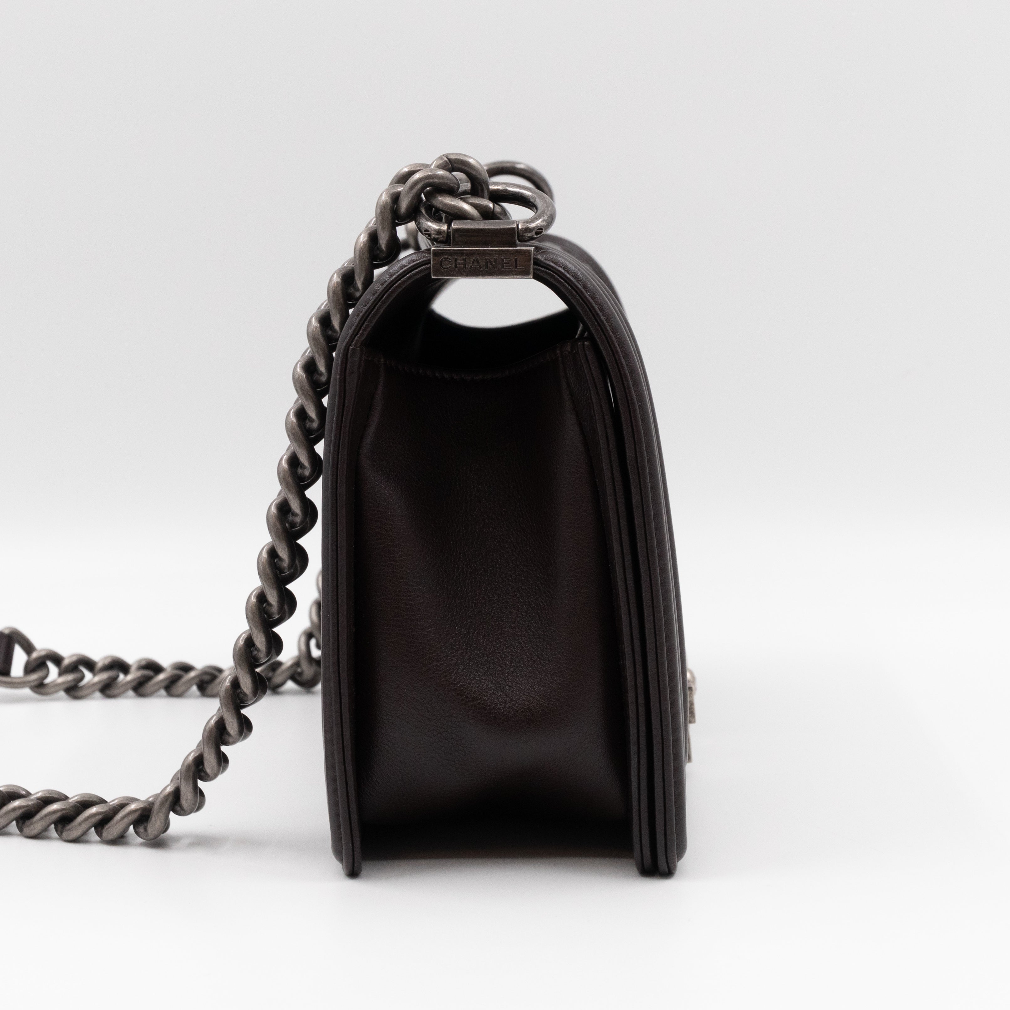 Cordoba Boy Bag Medium Dallas Paris Brown Engraved Leather