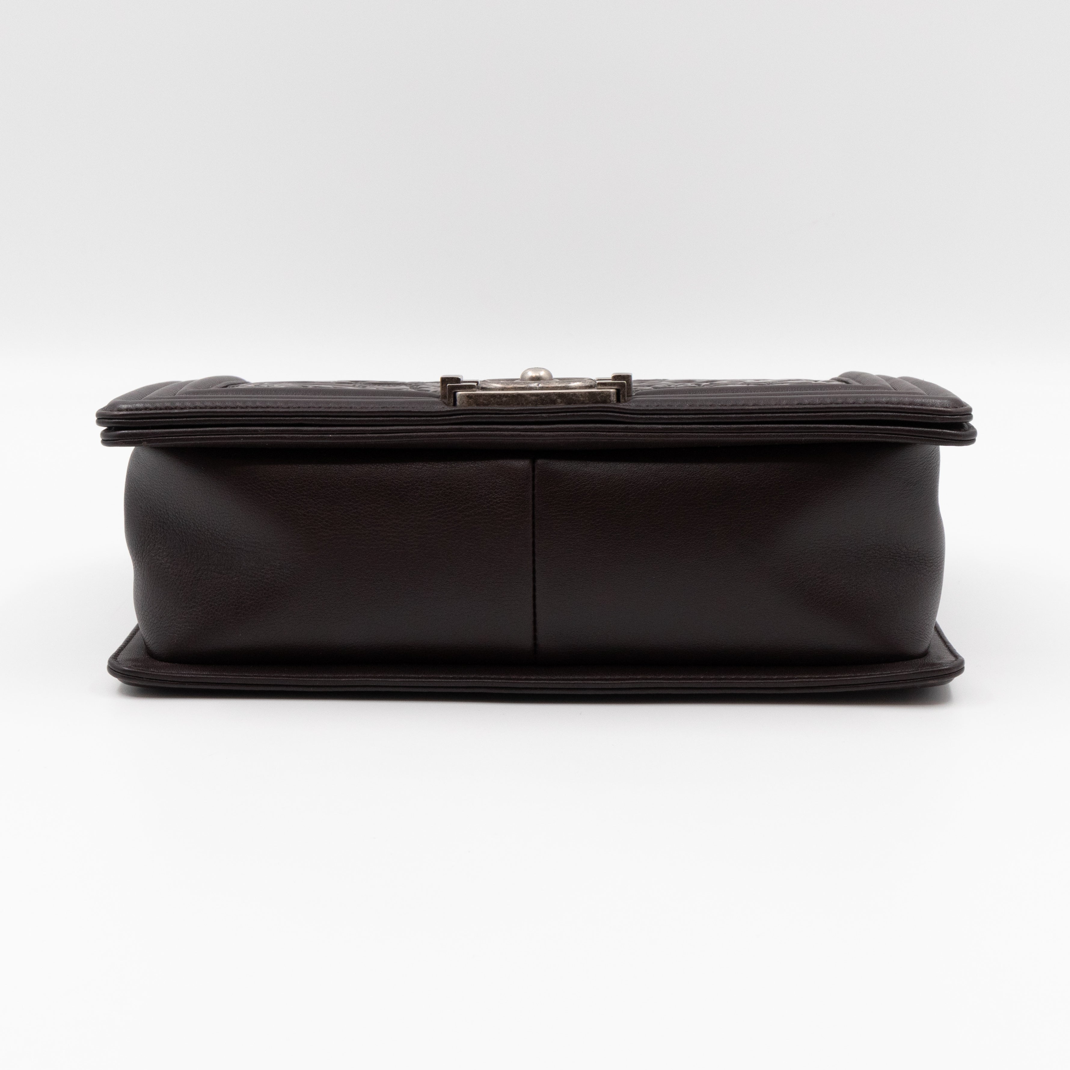 Cordoba Boy Bag Medium Dallas Paris Brown Engraved Leather