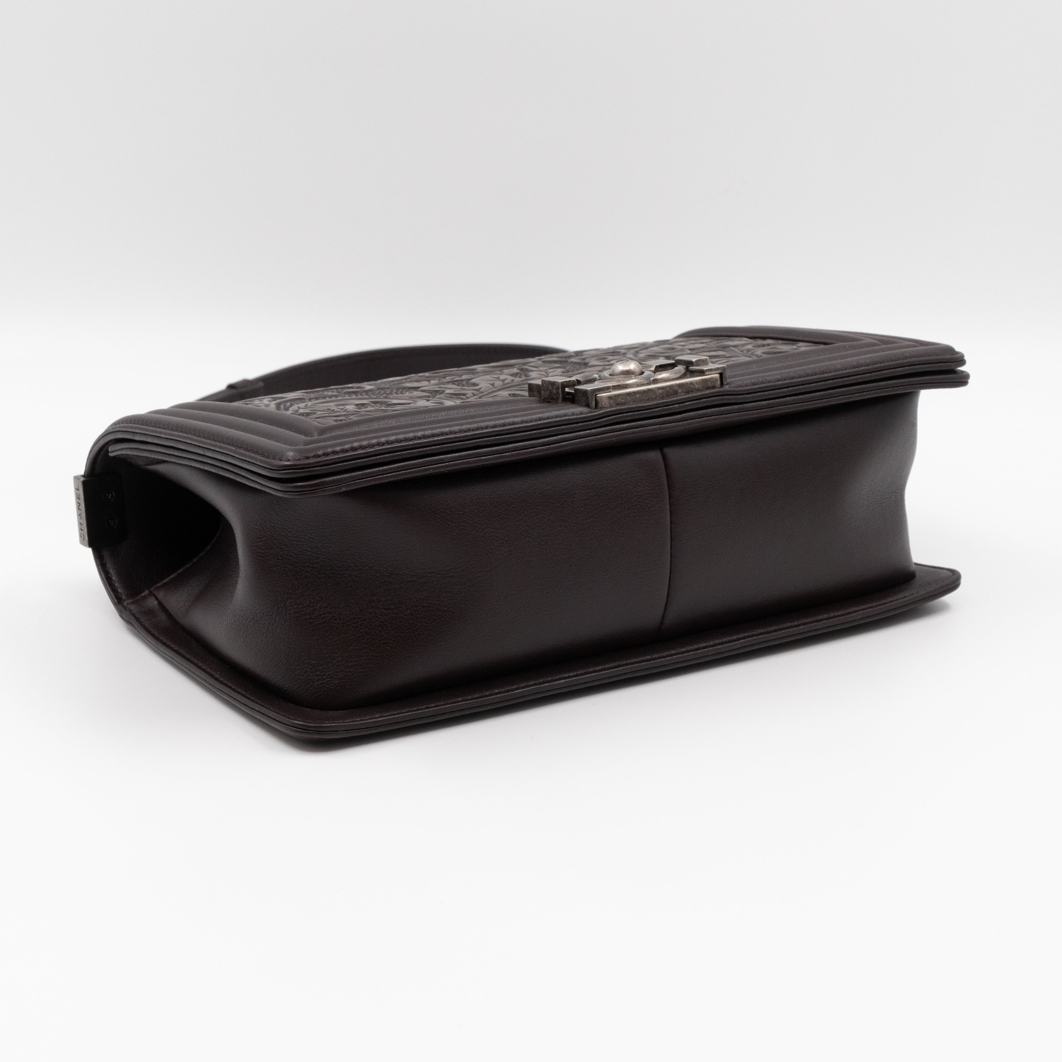 Cordoba Boy Bag Medium Dallas Paris Brown Engraved Leather