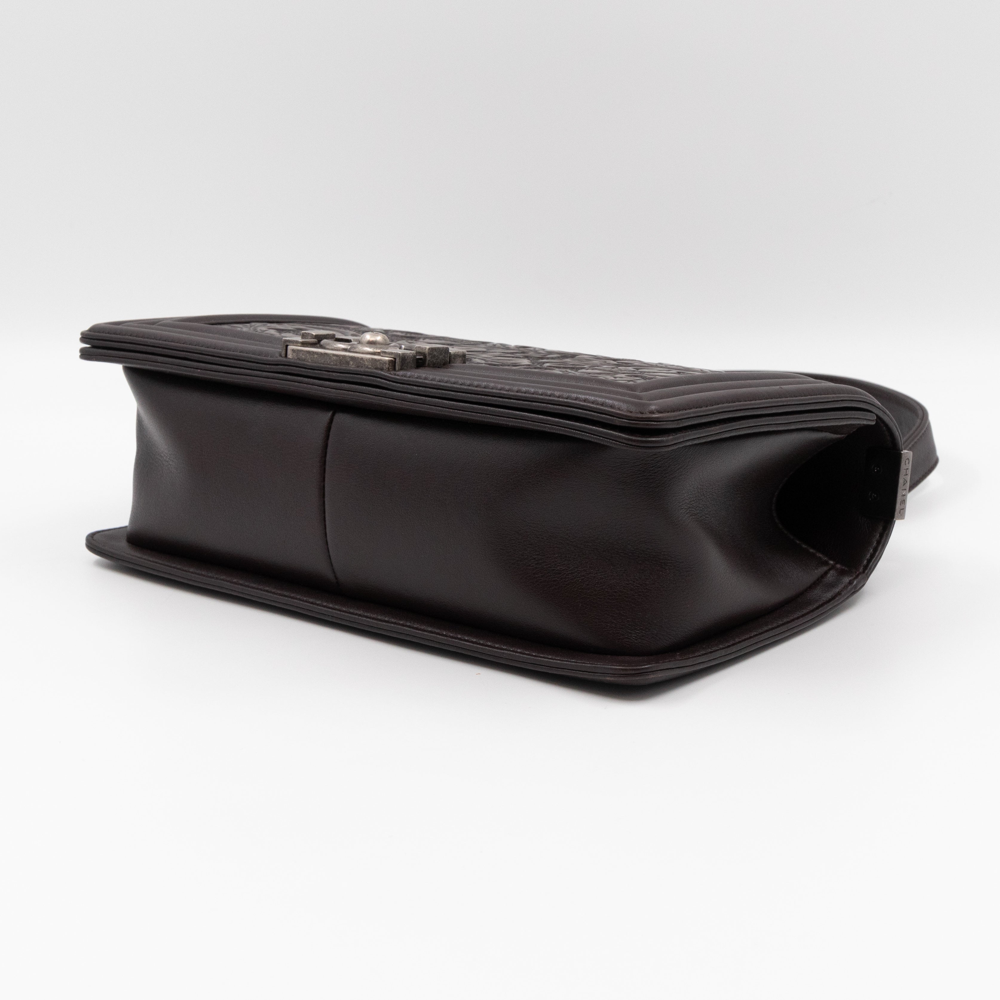 Cordoba Boy Bag Medium Dallas Paris Brown Engraved Leather