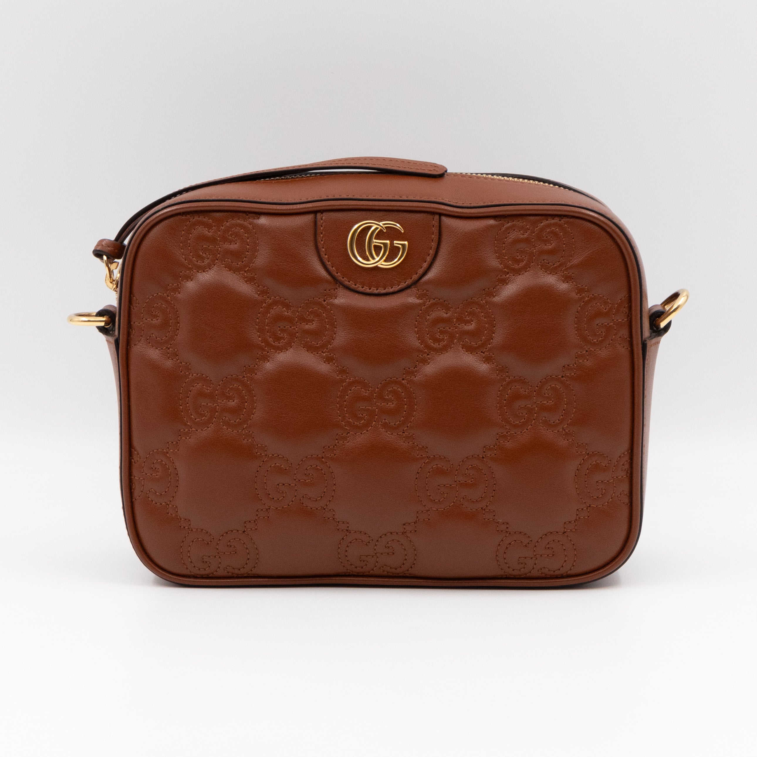 GG Matelassé Small Brown Leather