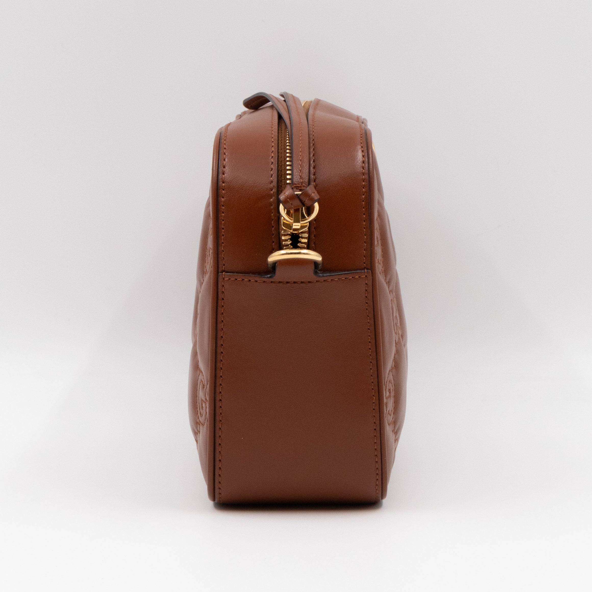 GG Matelassé Small Brown Leather