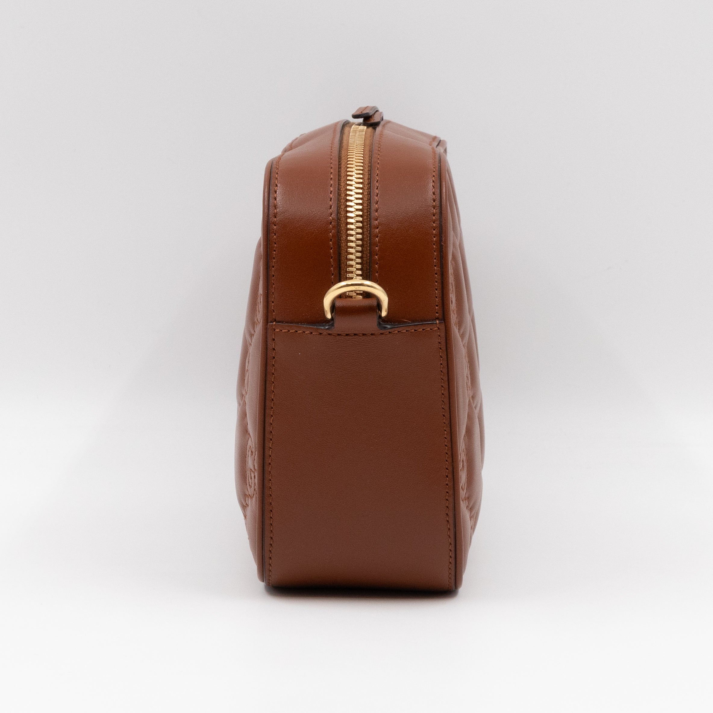 GG Matelassé Small Brown Leather