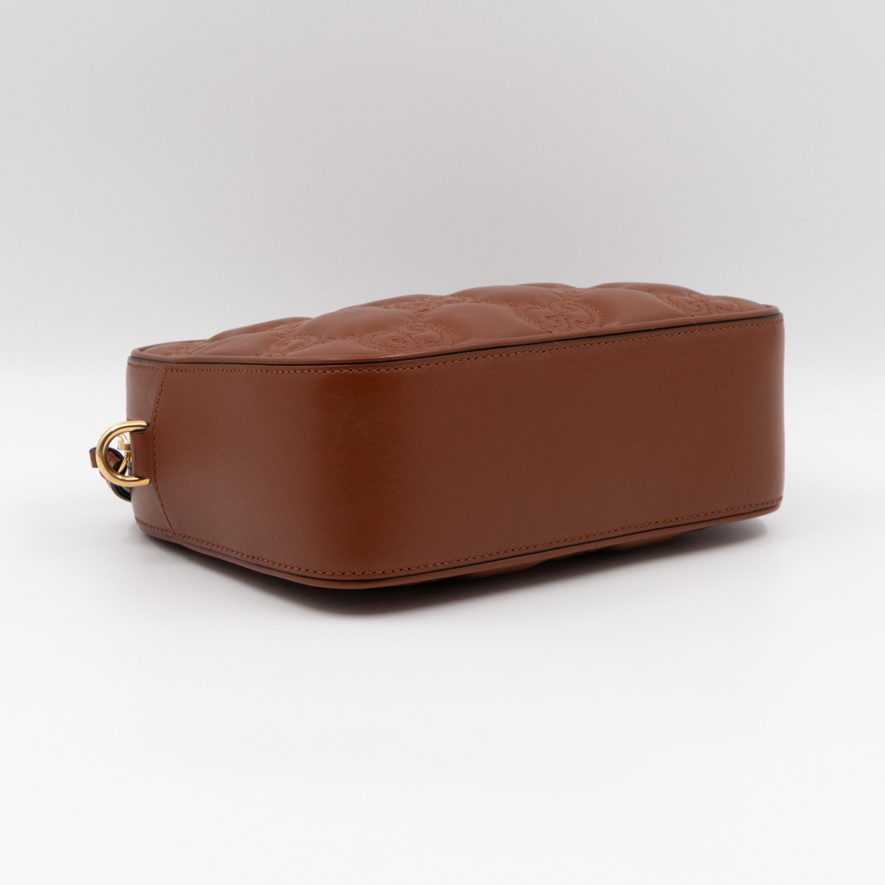 GG Matelassé Small Brown Leather