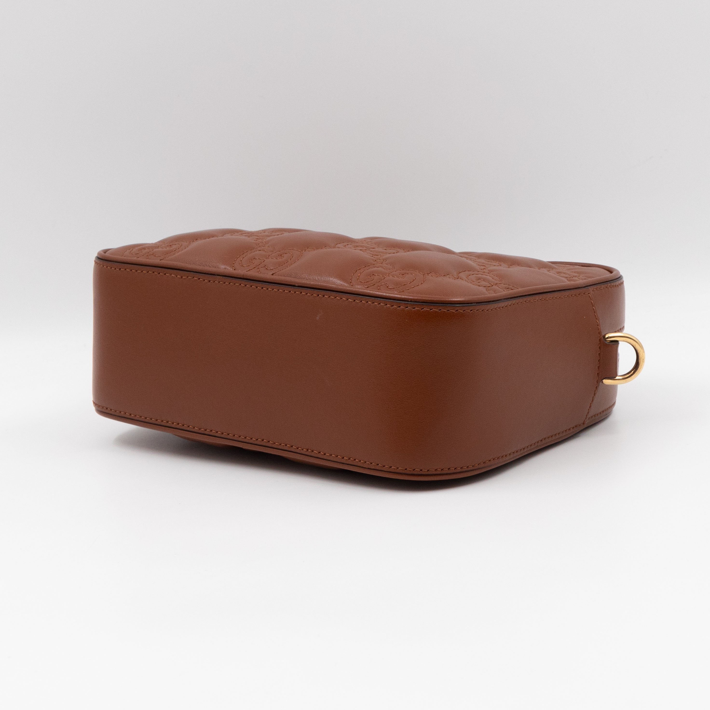 GG Matelassé Small Brown Leather