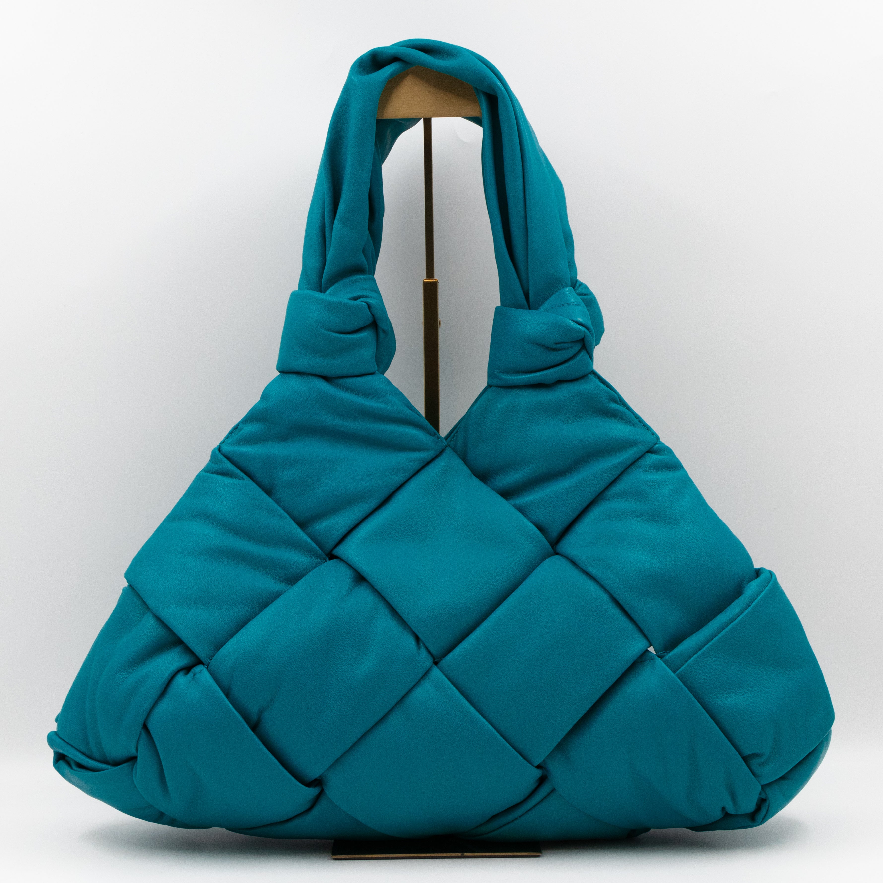 Padded Lock Intrecciato Supple Tote Blaster Blue Leather