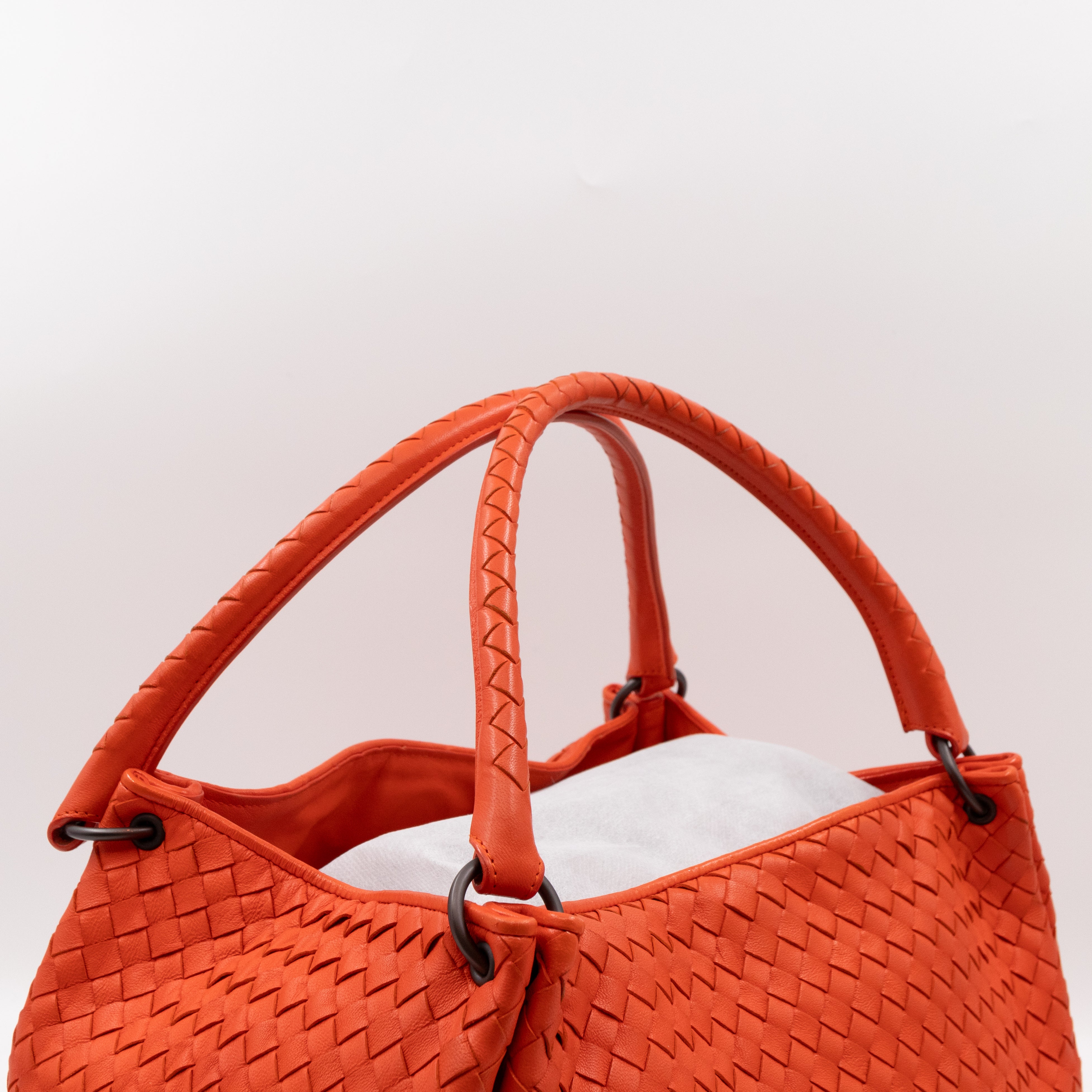 Parachute Bag Intrecciato Orange Leather