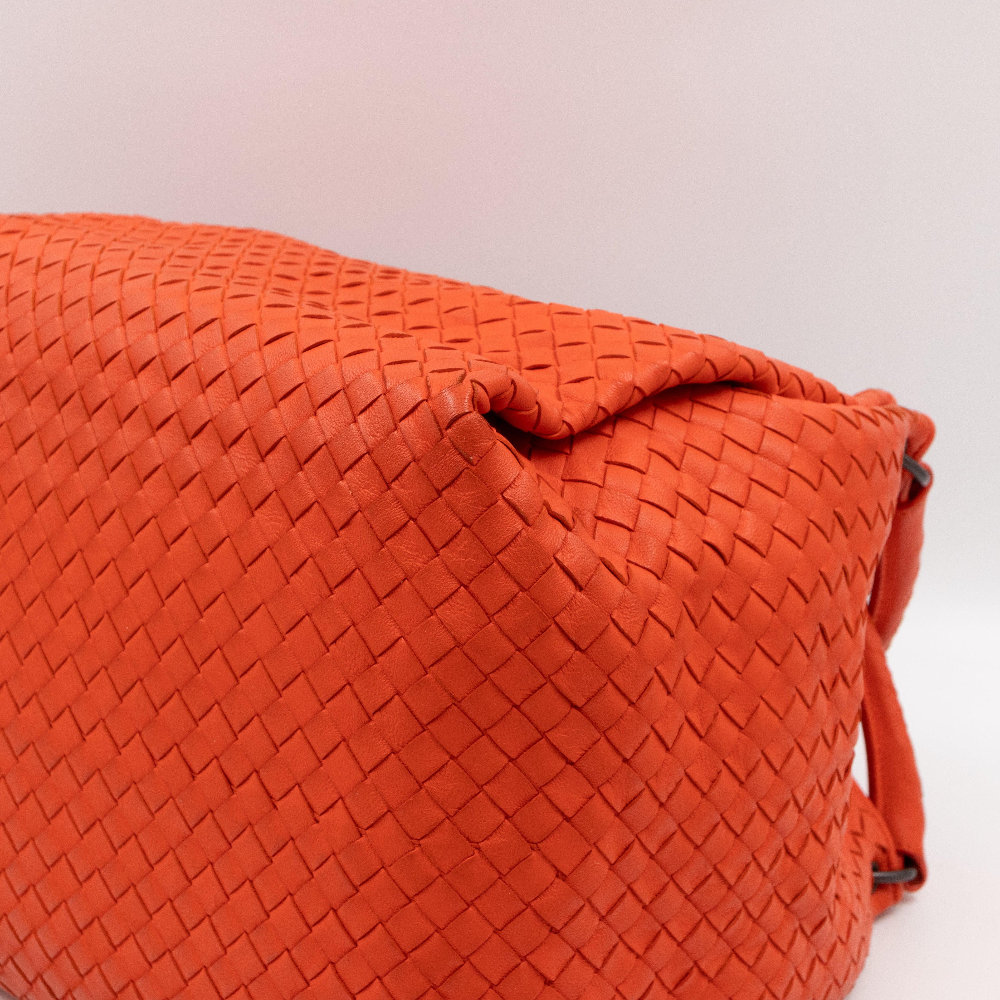 Parachute Bag Intrecciato Orange Leather