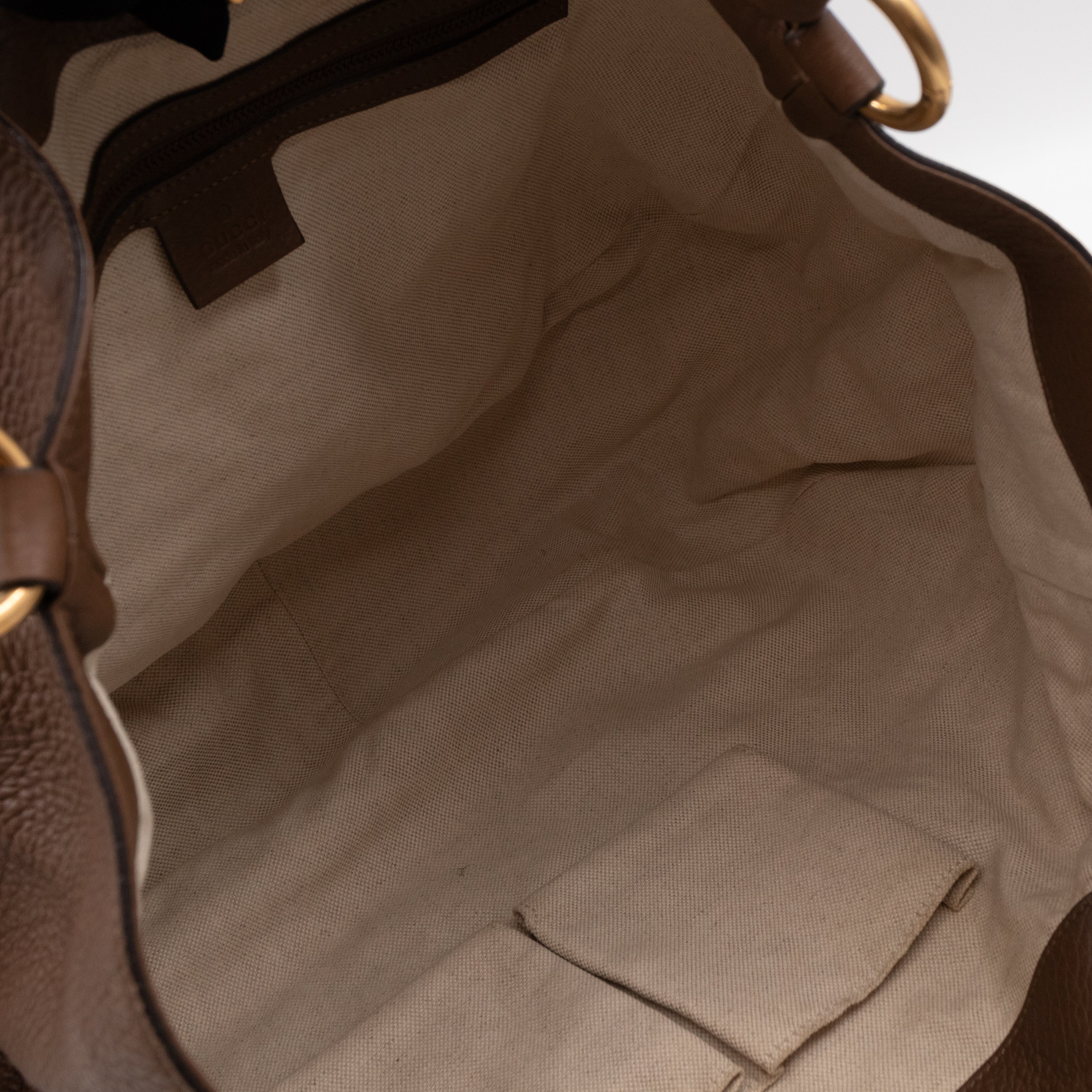 Twill Shoulder Bag Brown Leather