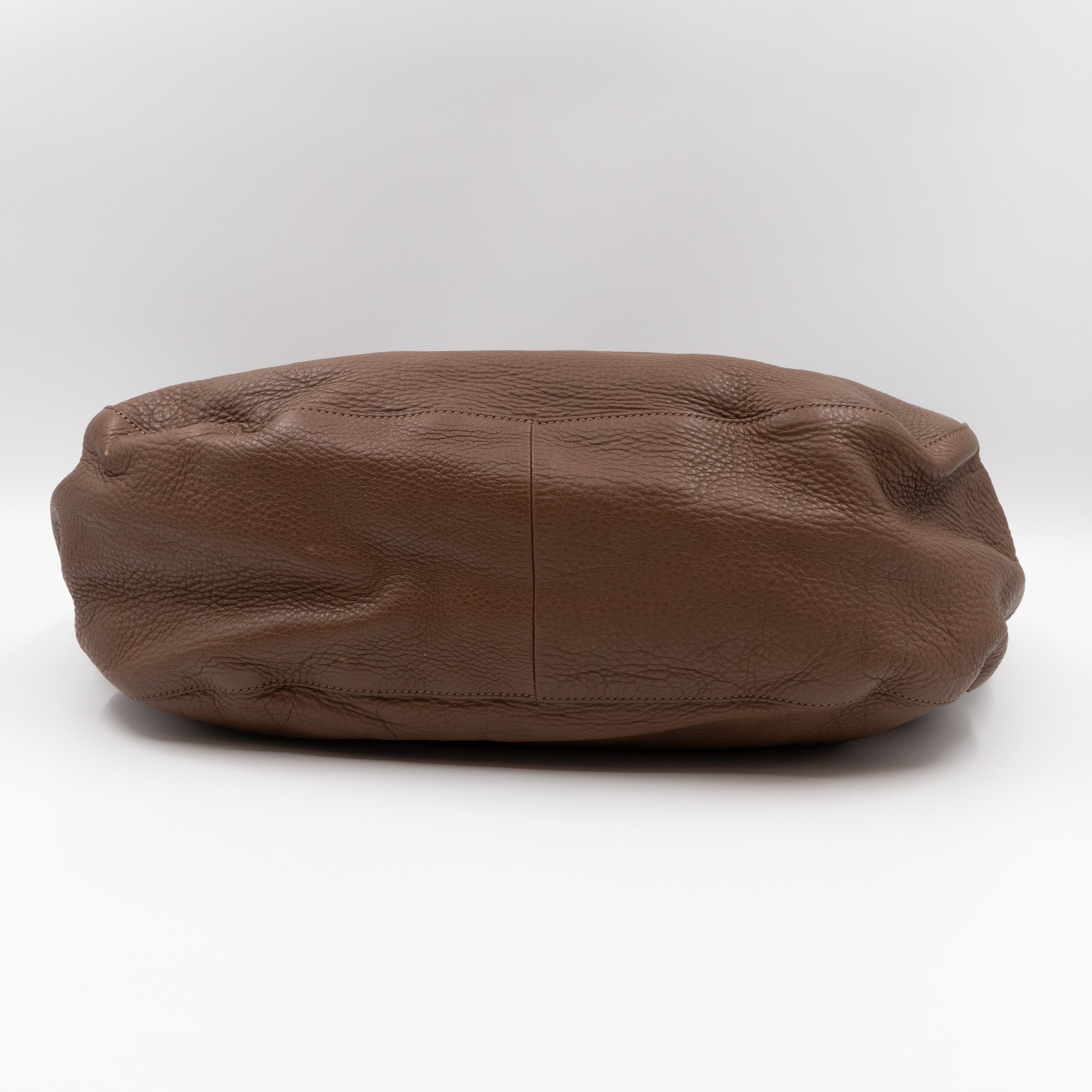 Twill Shoulder Bag Brown Leather