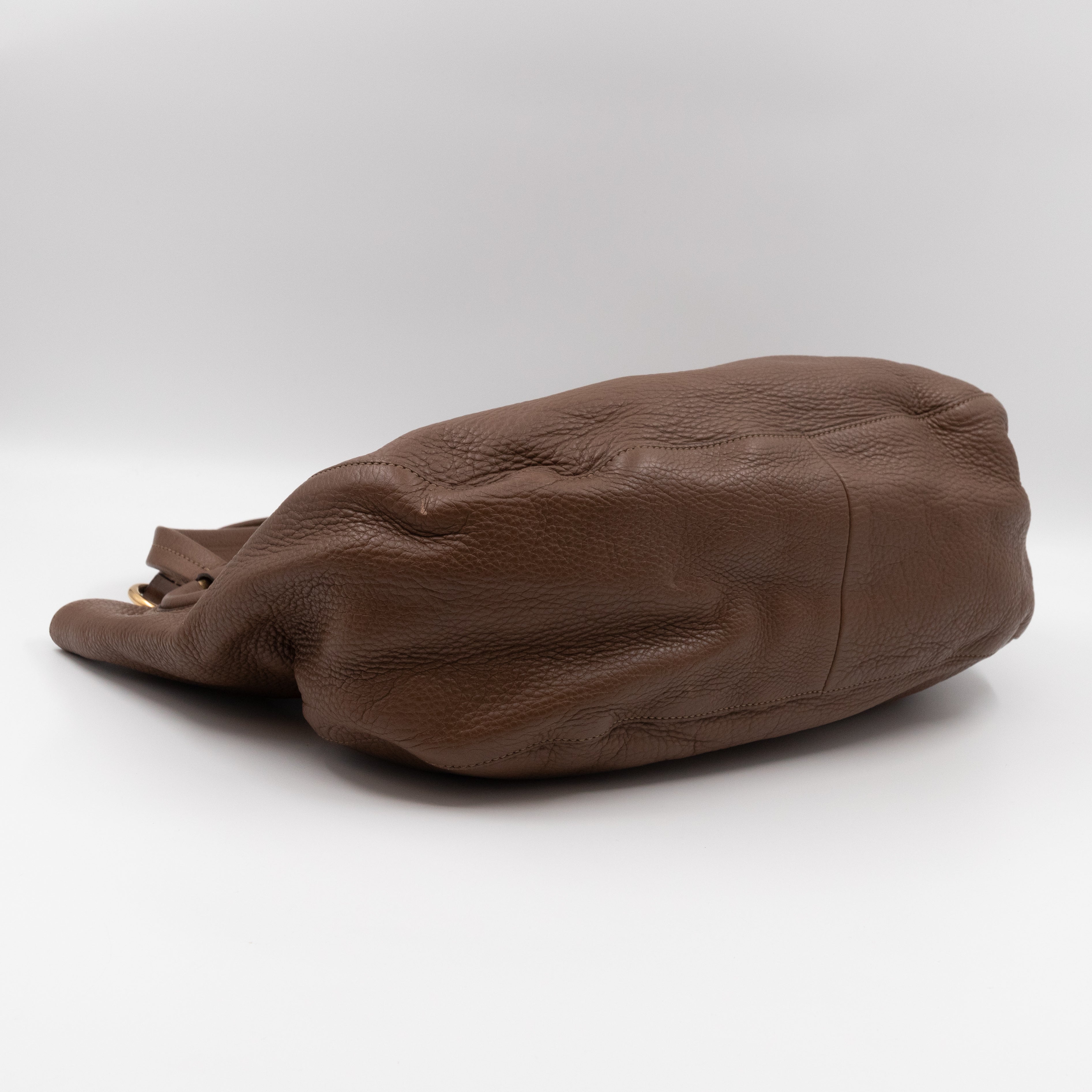 Twill Shoulder Bag Brown Leather