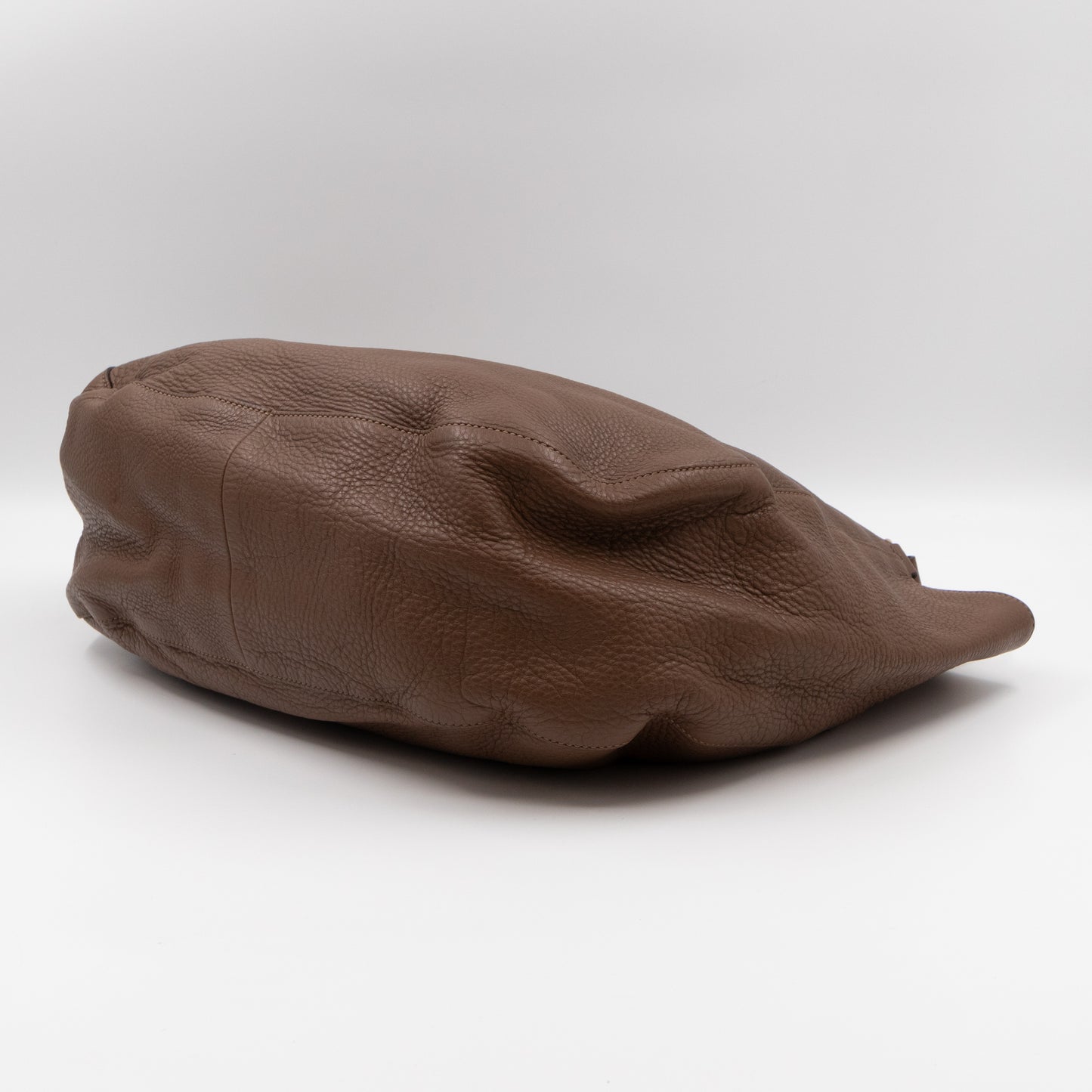 Twill Shoulder Bag Brown Leather