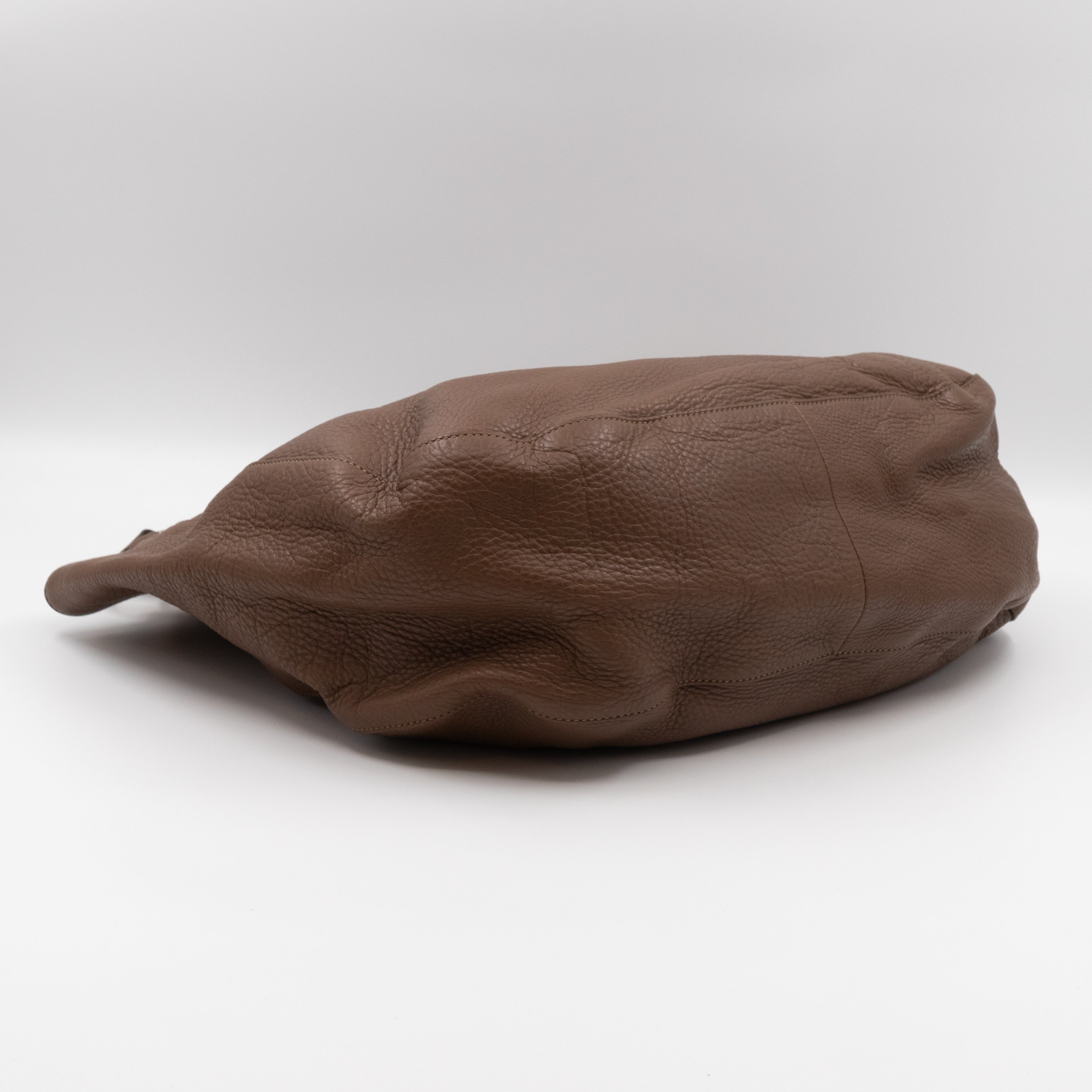 Twill Shoulder Bag Brown Leather