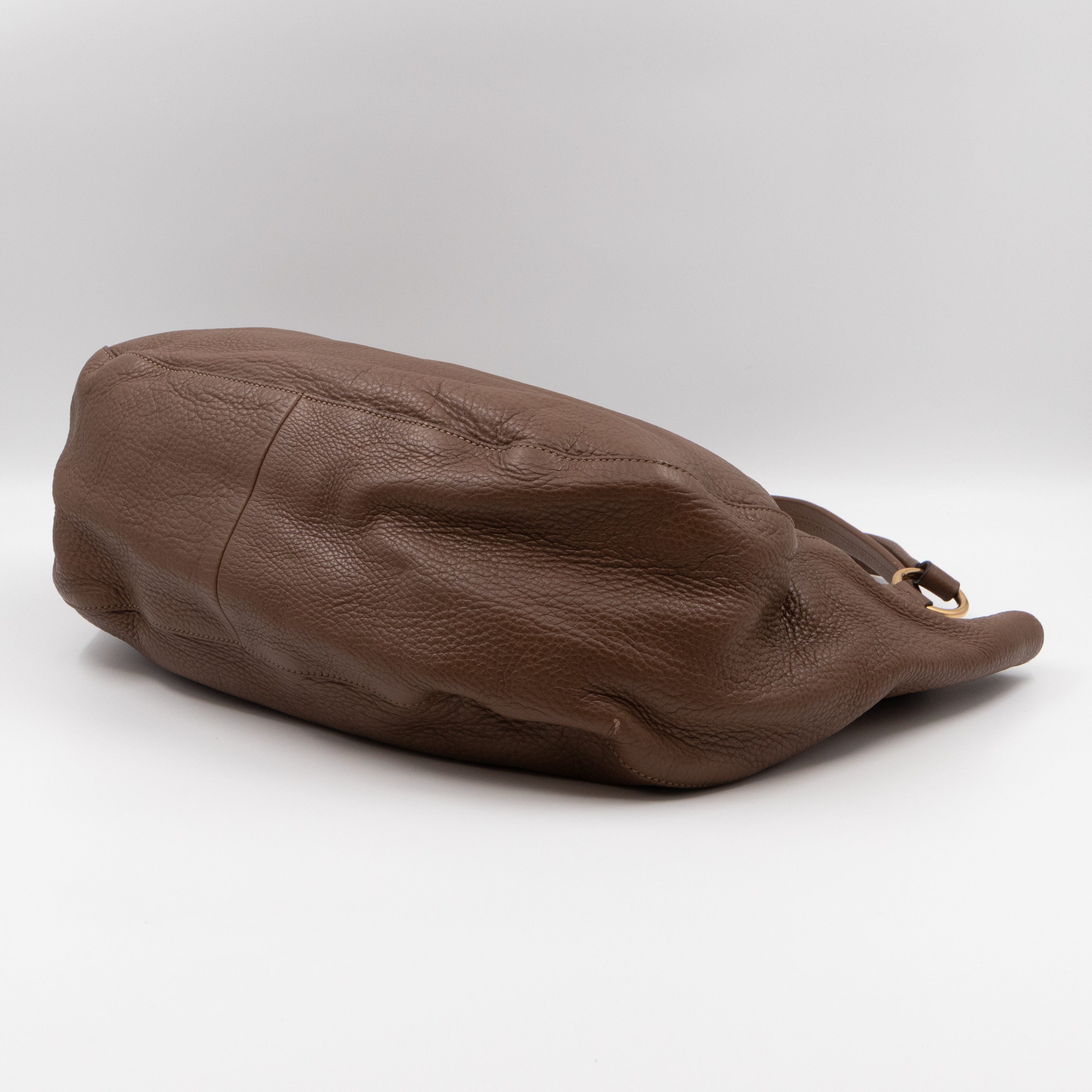 Twill Shoulder Bag Brown Leather