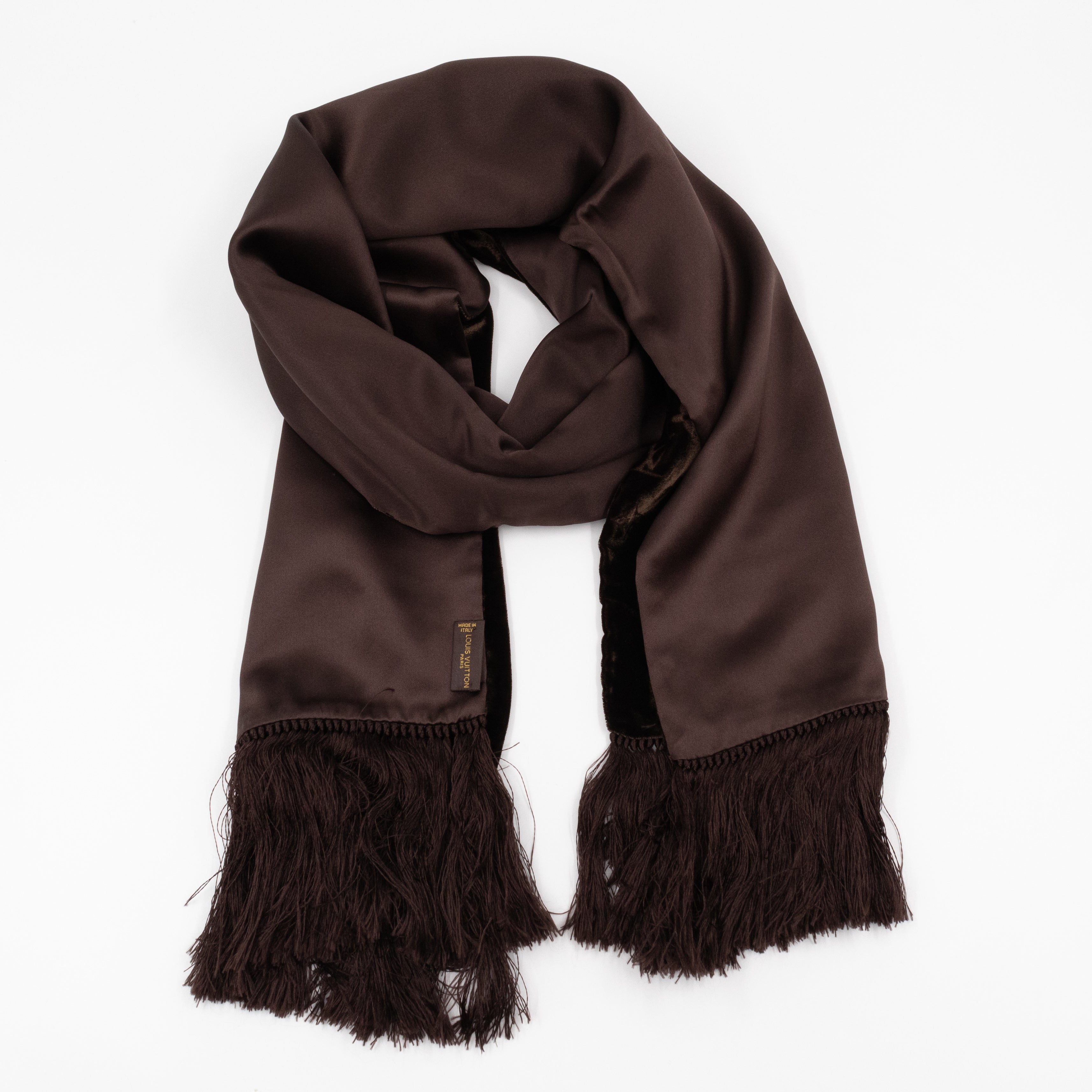Velvet Stole Scarf Brown