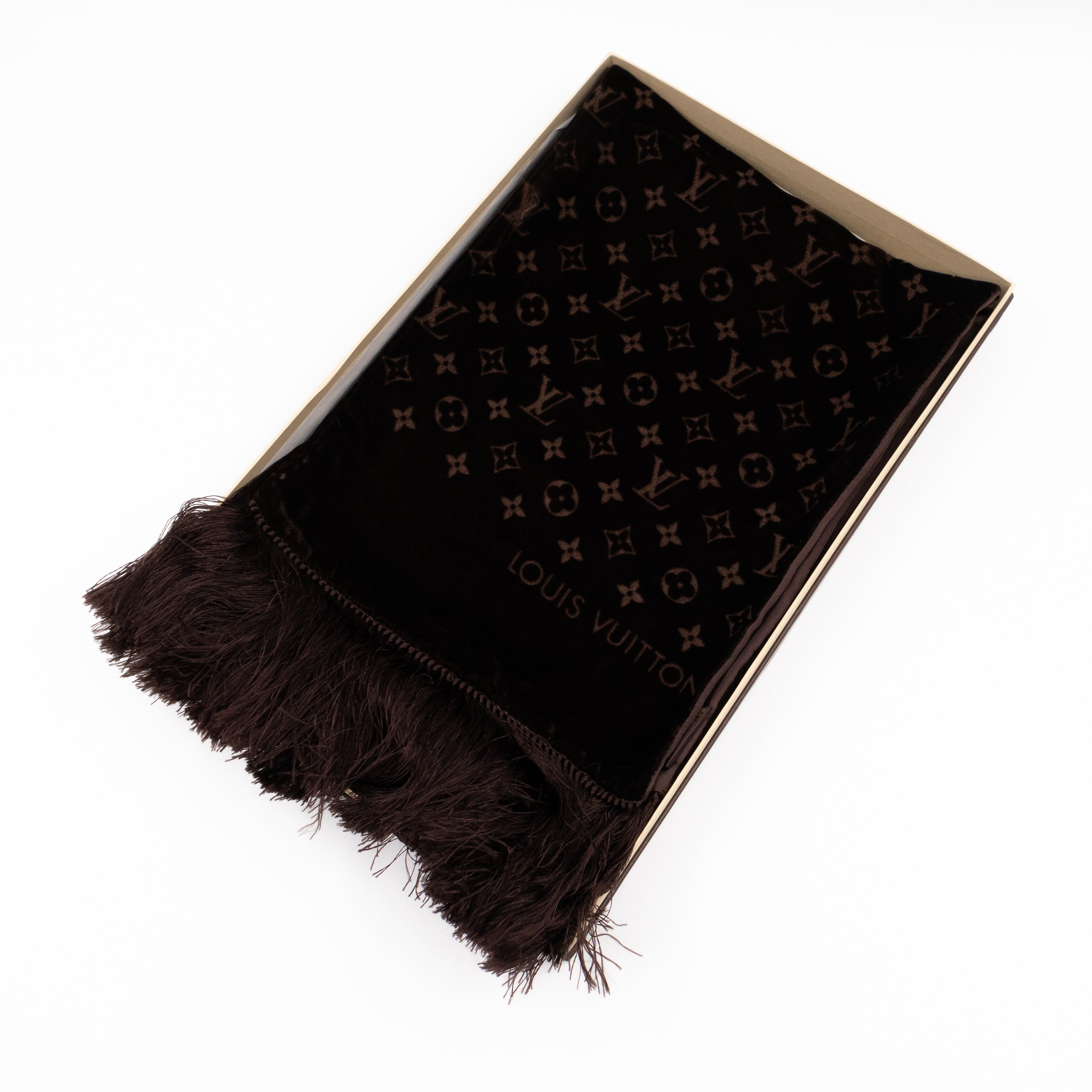 Velvet Stole Scarf Brown