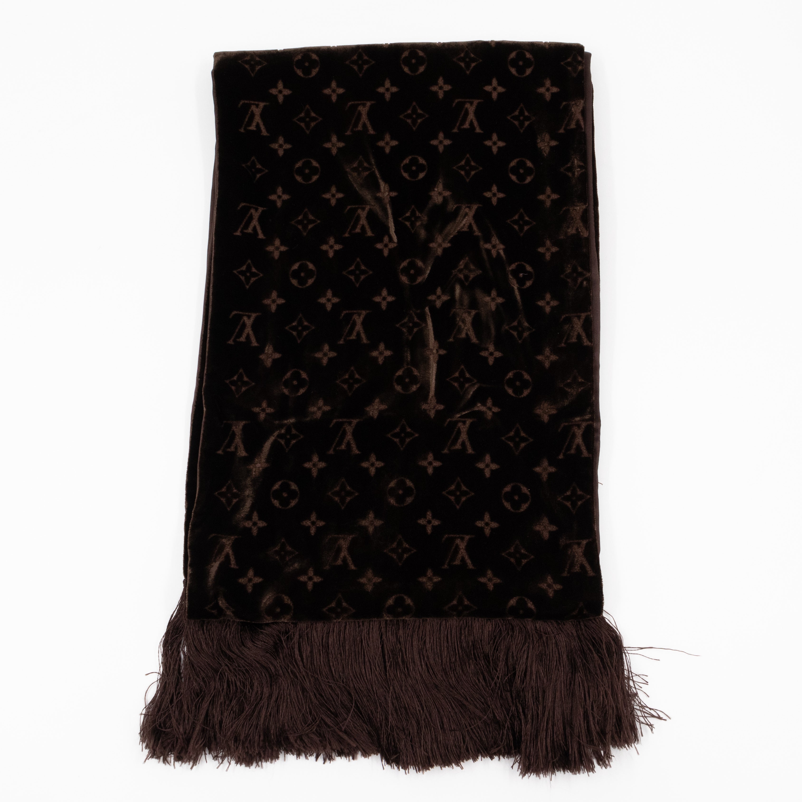 Velvet Stole Scarf Brown