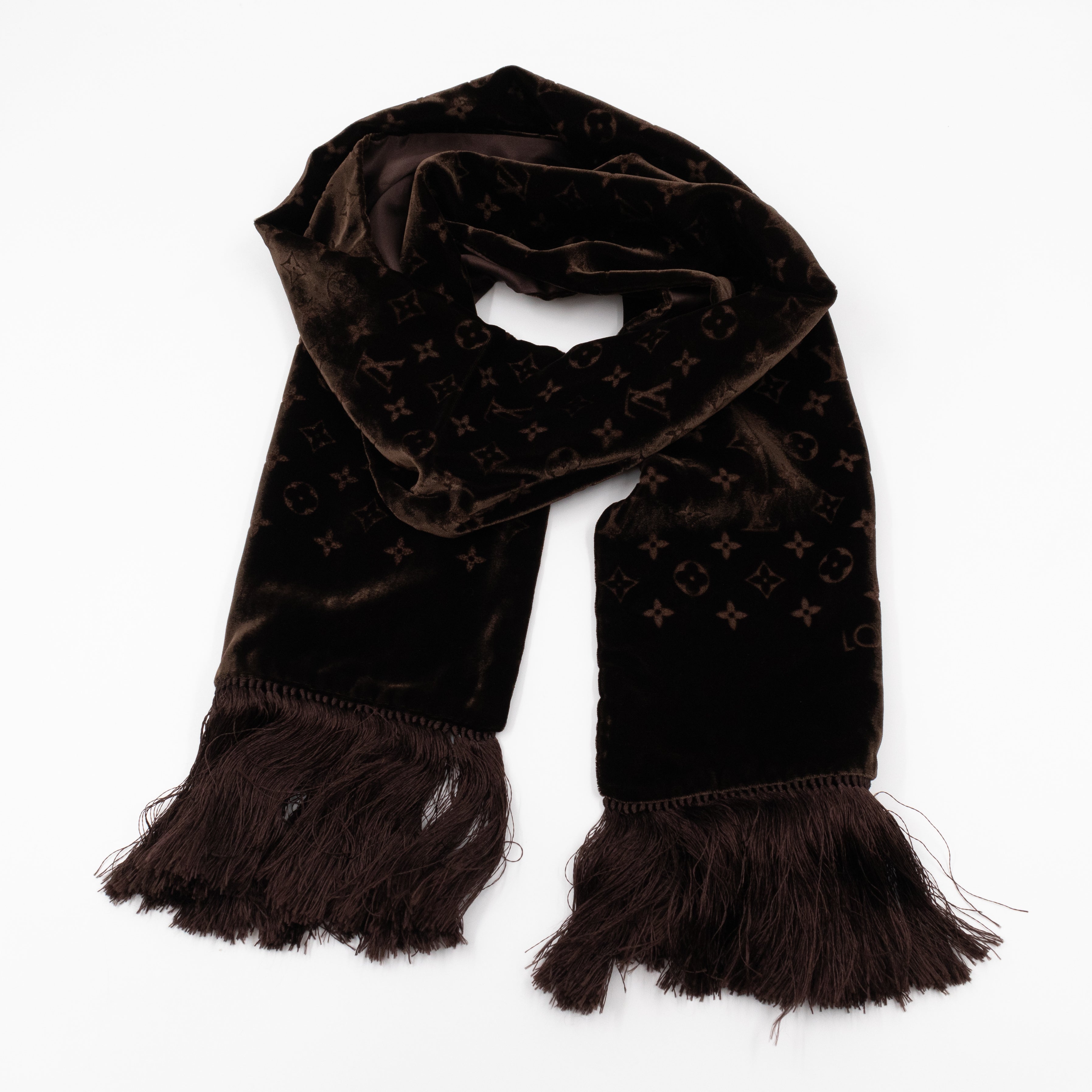 Velvet Stole Scarf Brown