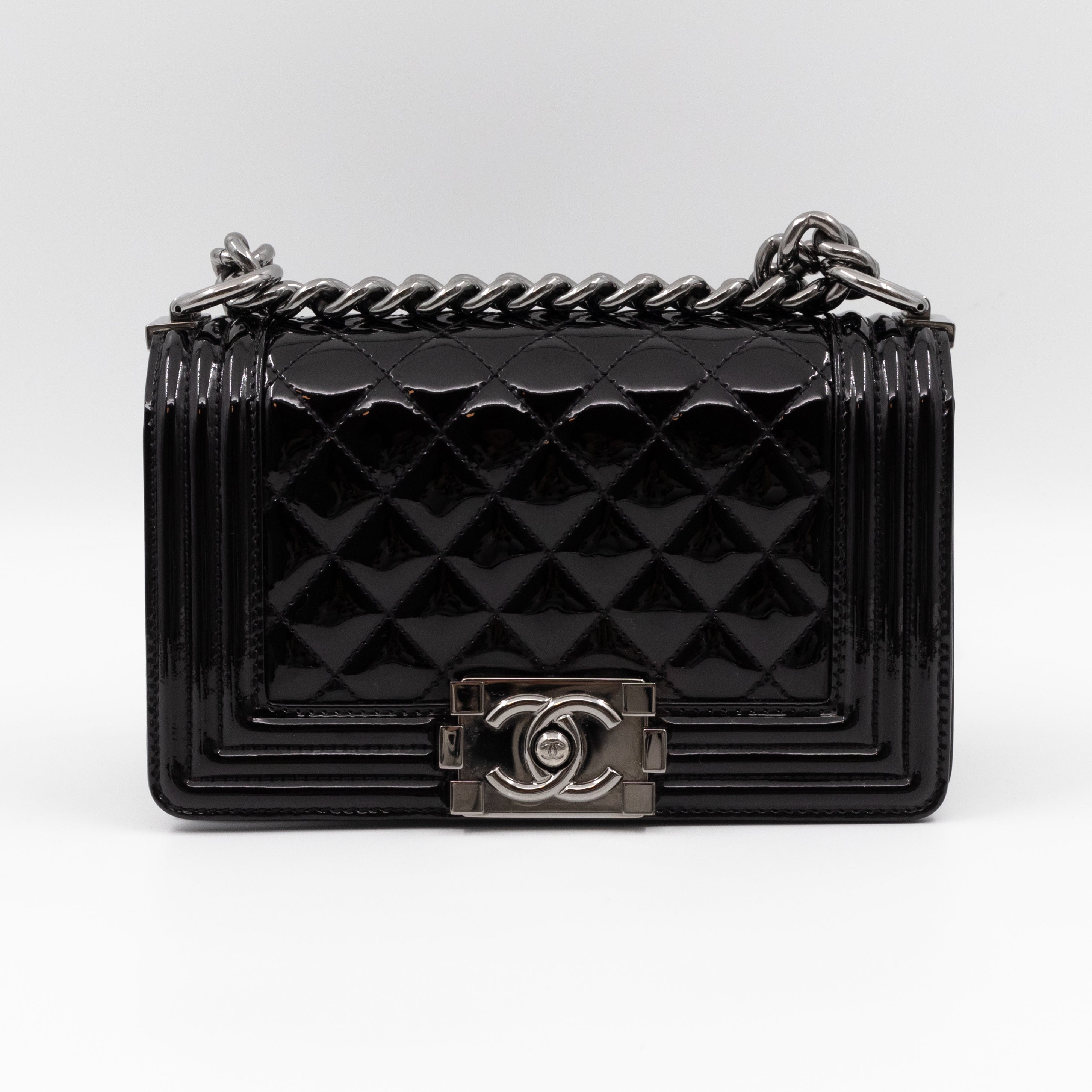 Boy Bag Small Black Metallic Patent Leather