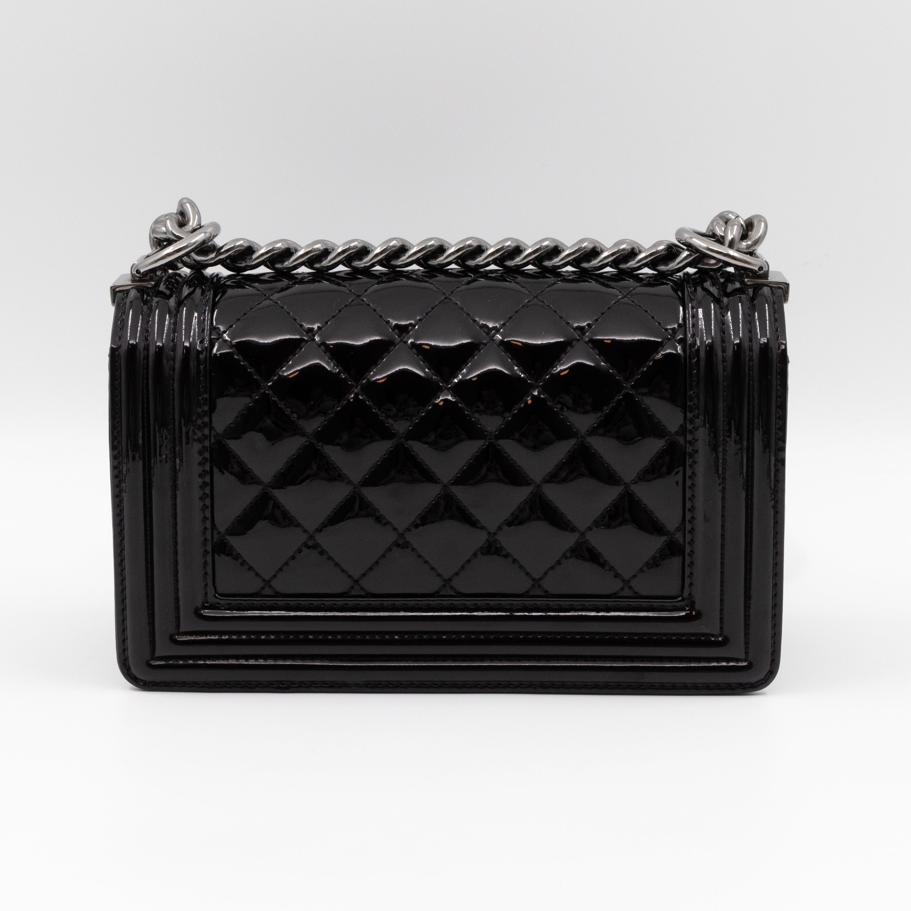 Boy Bag Small Black Metallic Patent Leather