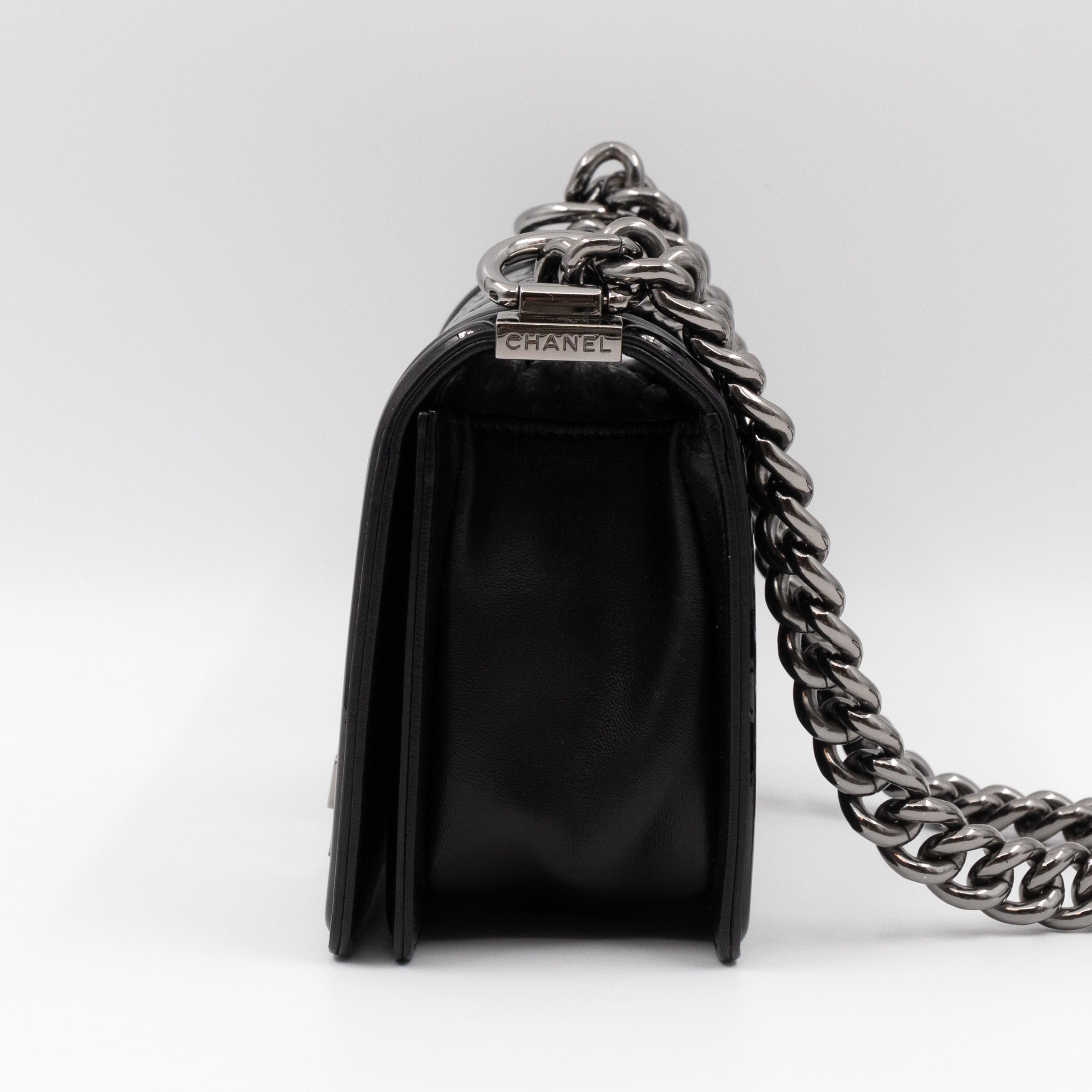 Boy Bag Small Black Metallic Patent Leather