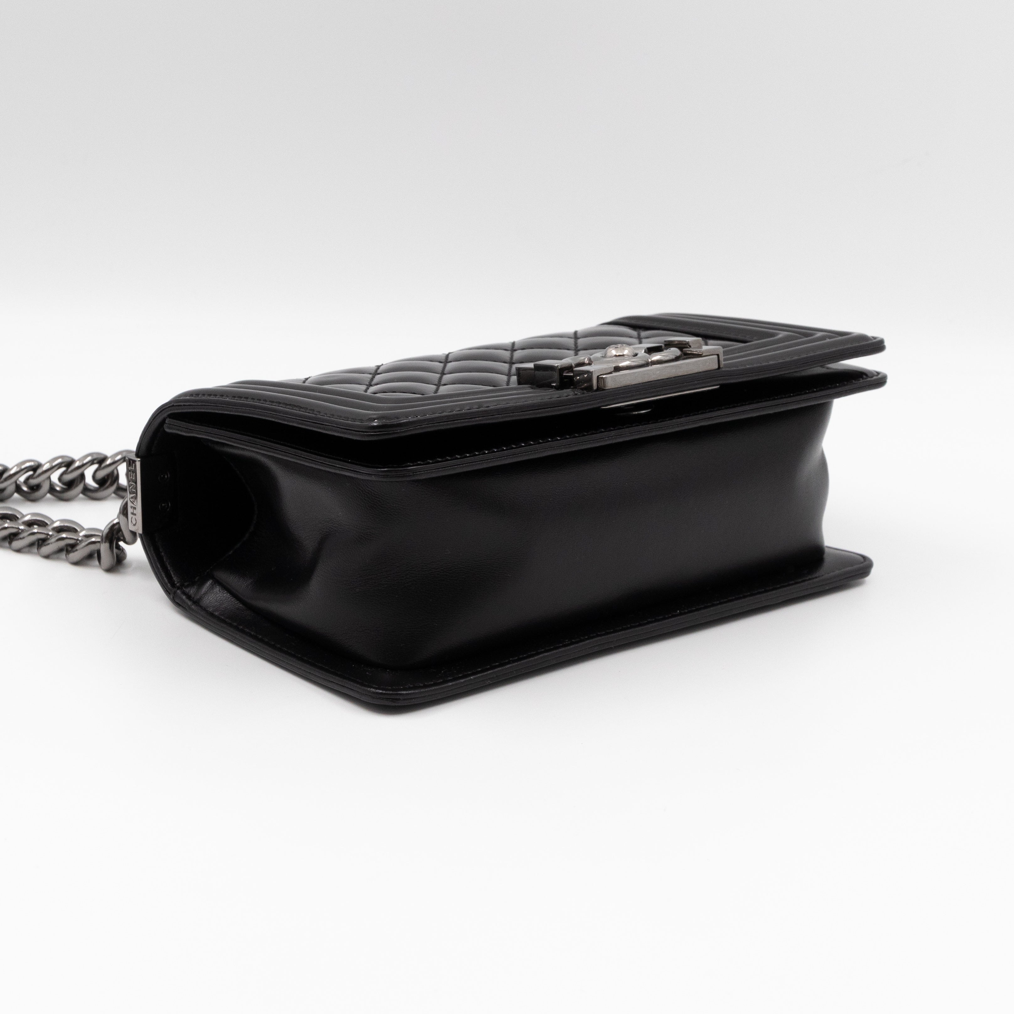 Boy Bag Small Black Metallic Patent Leather