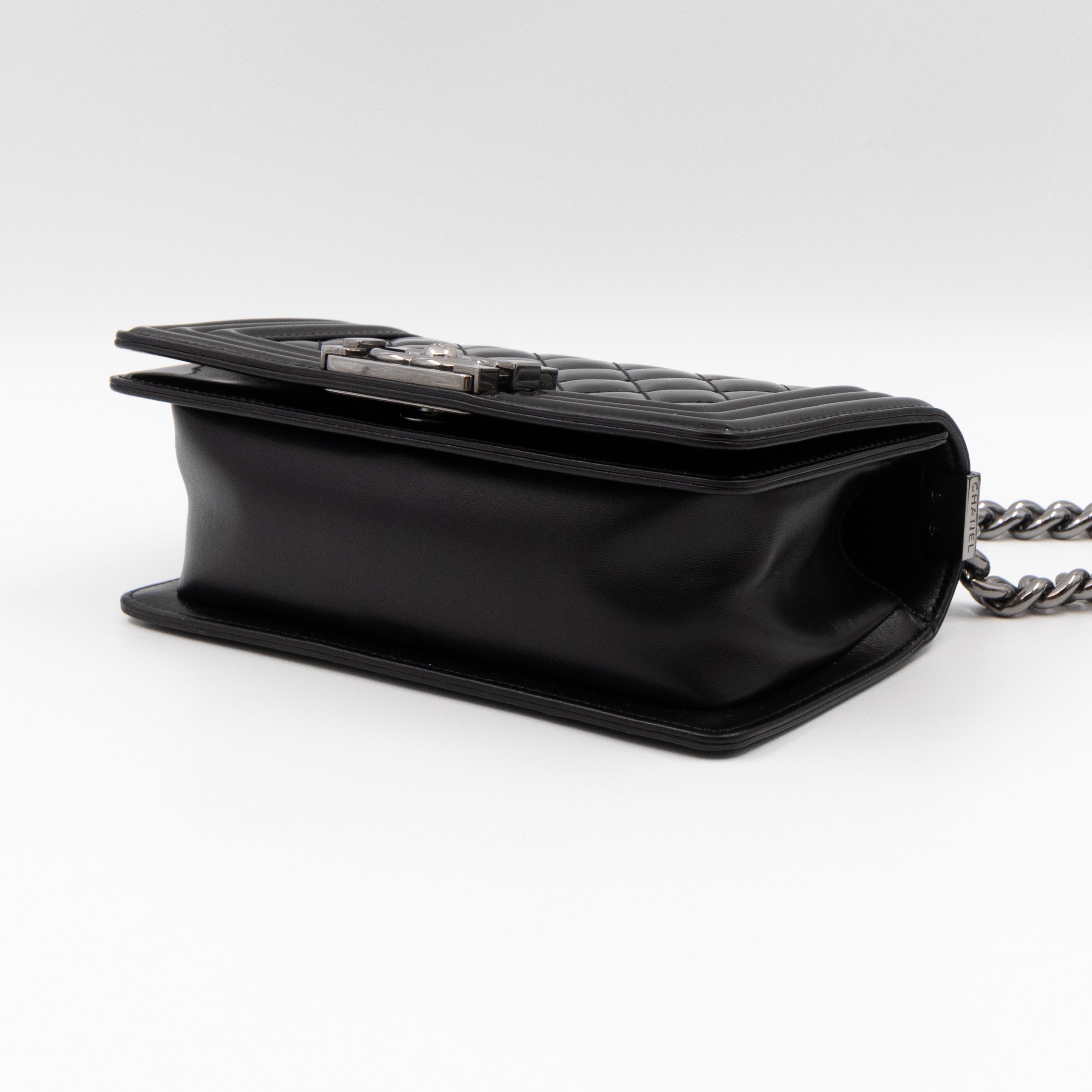 Boy Bag Small Black Metallic Patent Leather