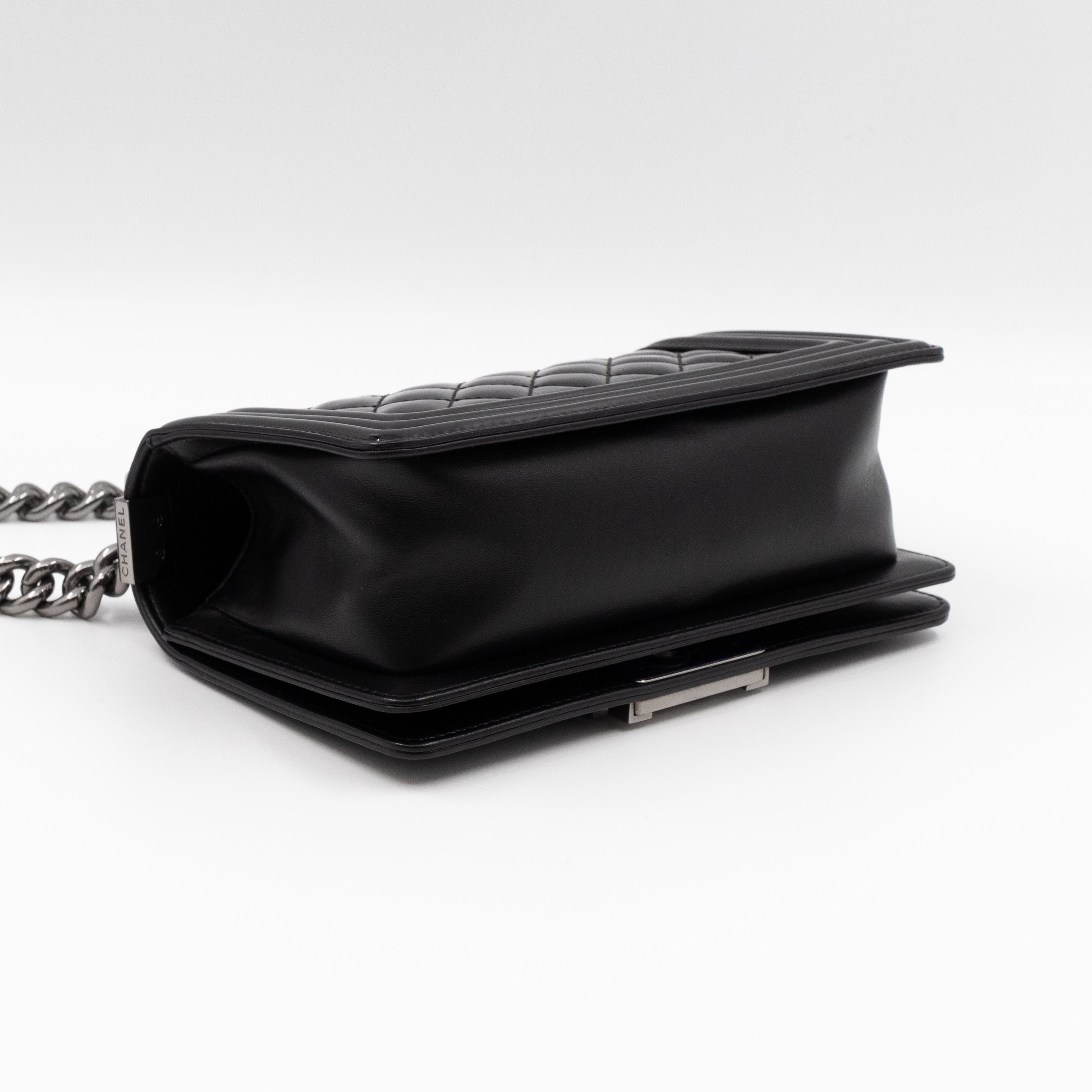 Boy Bag Small Black Metallic Patent Leather