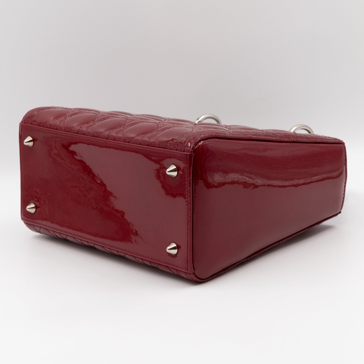 Lady Dior Medium Dark Red Patent Leather