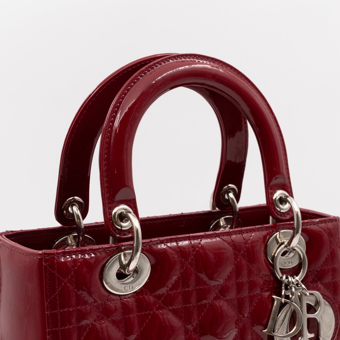 Lady Dior Medium Dark Red Patent Leather