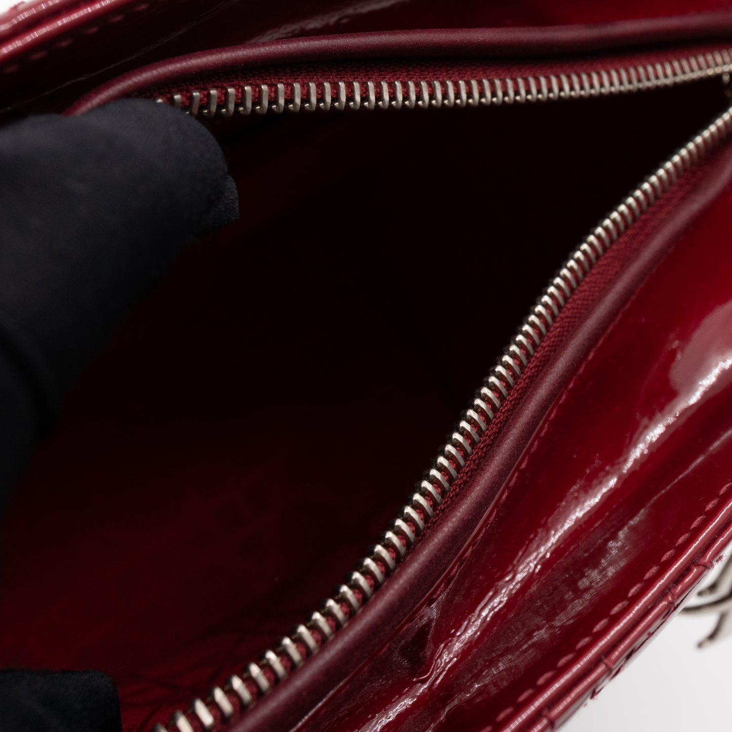 Lady Dior Medium Dark Red Patent Leather