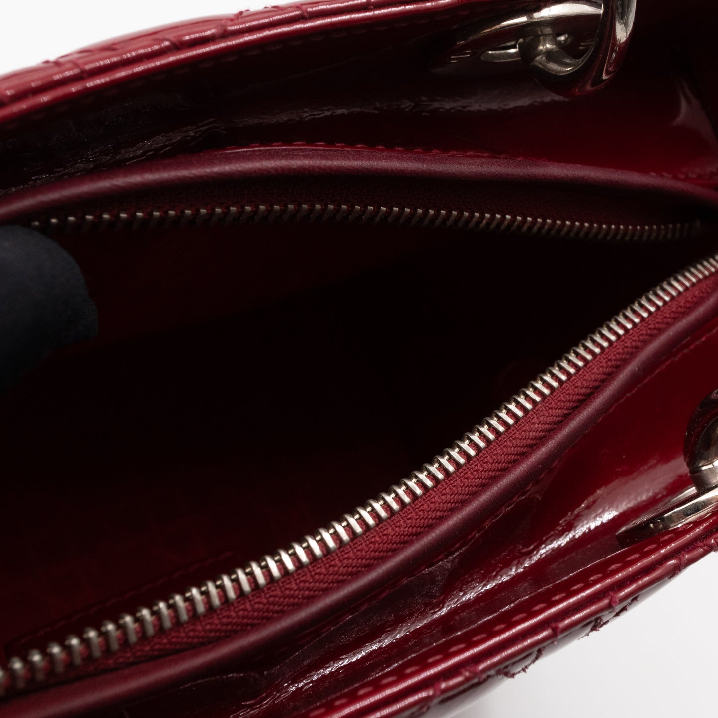 Lady Dior Medium Dark Red Patent Leather