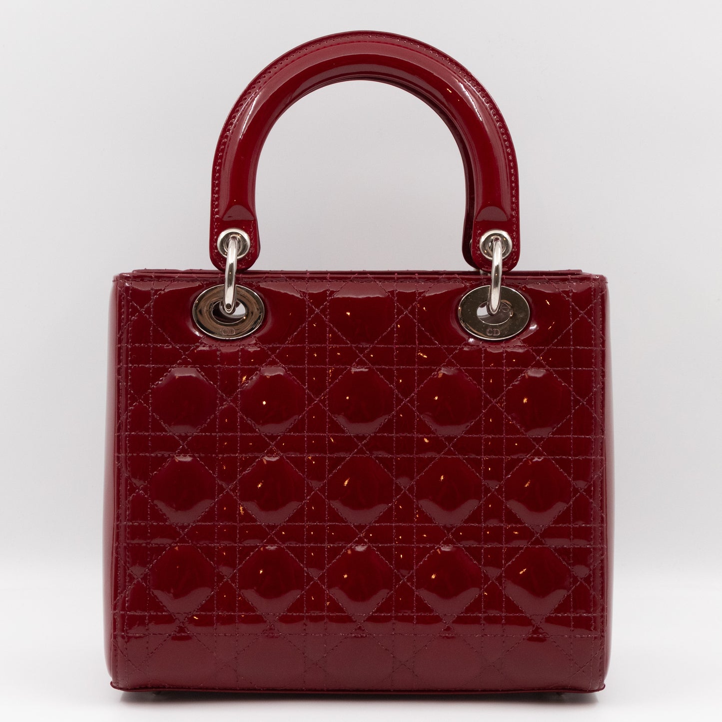 Lady Dior Medium Dark Red Patent Leather