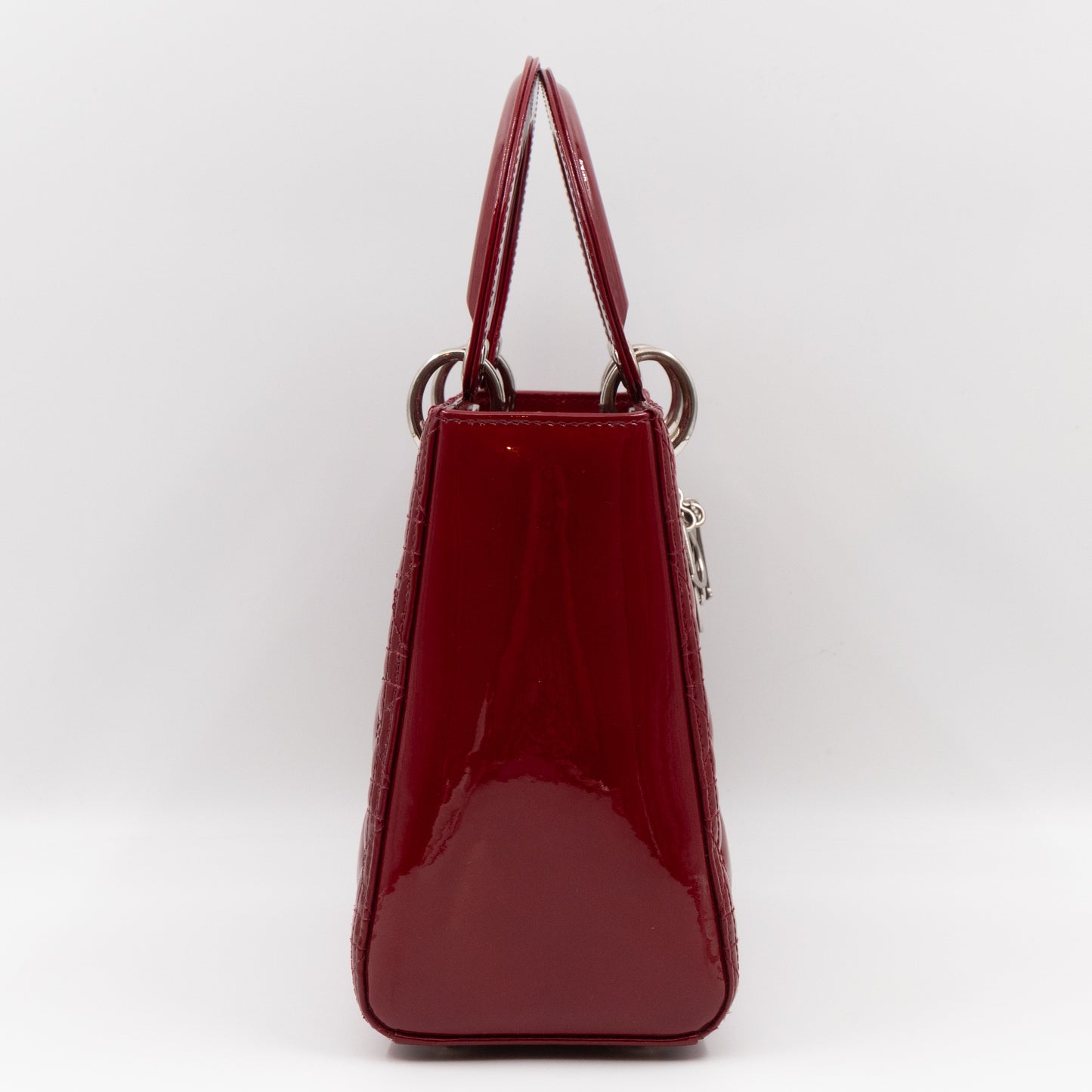 Lady Dior Medium Dark Red Patent Leather