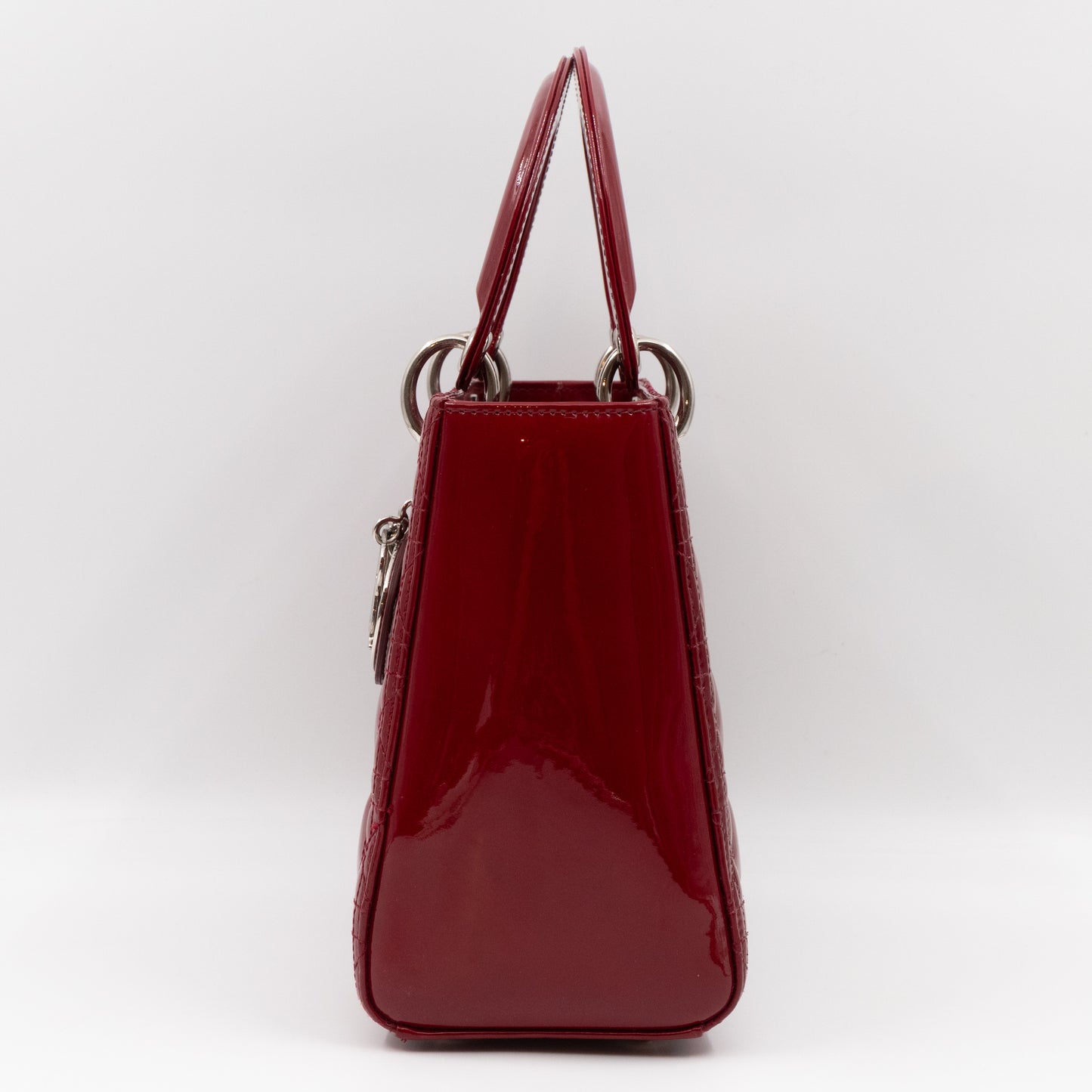 Lady Dior Medium Dark Red Patent Leather