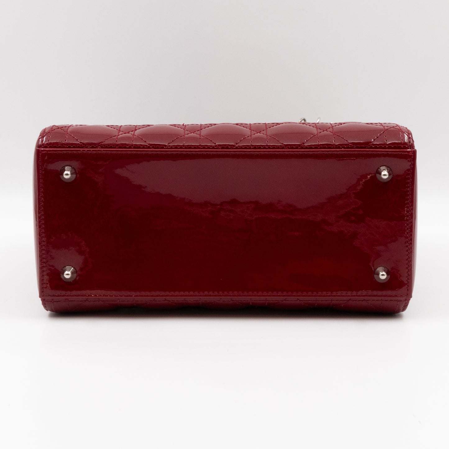 Lady Dior Medium Dark Red Patent Leather