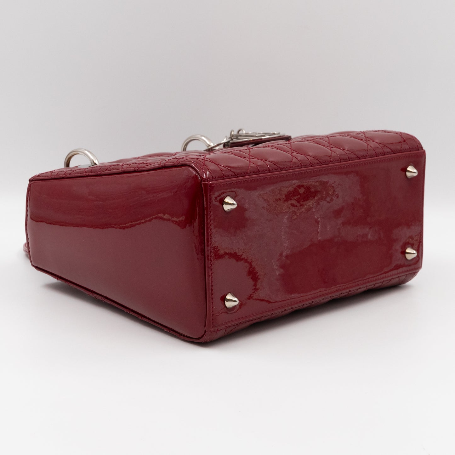 Lady Dior Medium Dark Red Patent Leather