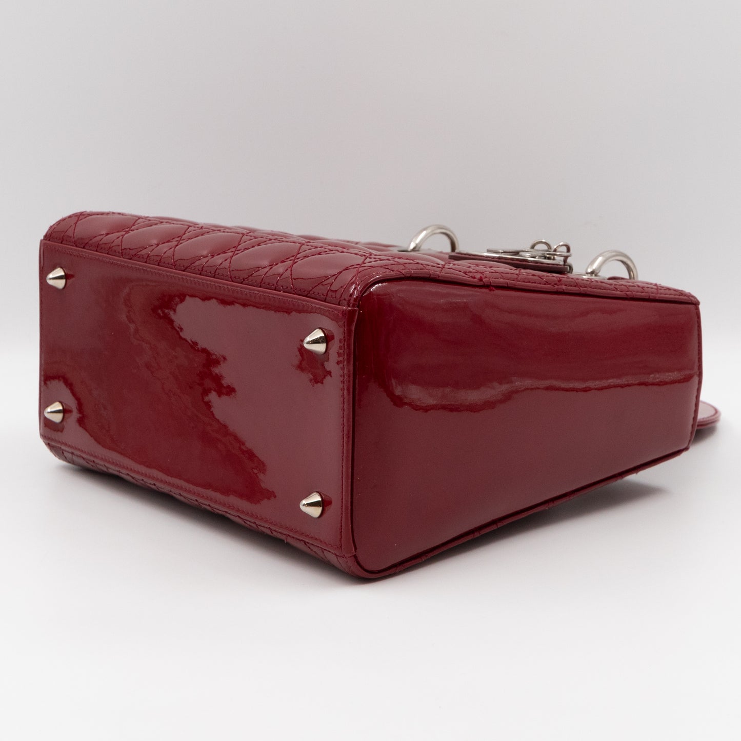 Lady Dior Medium Dark Red Patent Leather