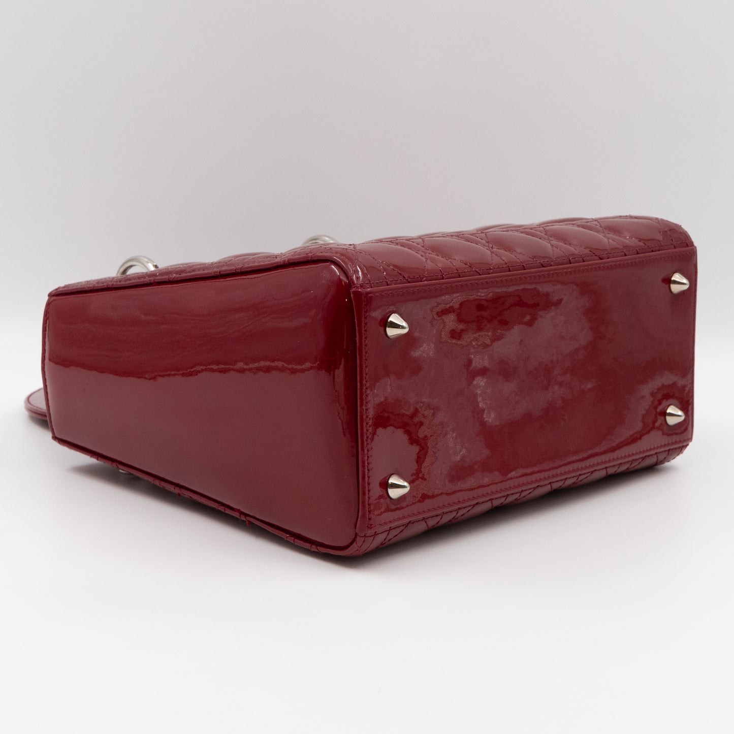 Lady Dior Medium Dark Red Patent Leather