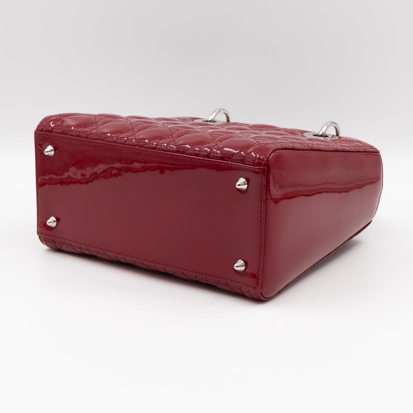 Lady Dior Medium Dark Red Patent Leather