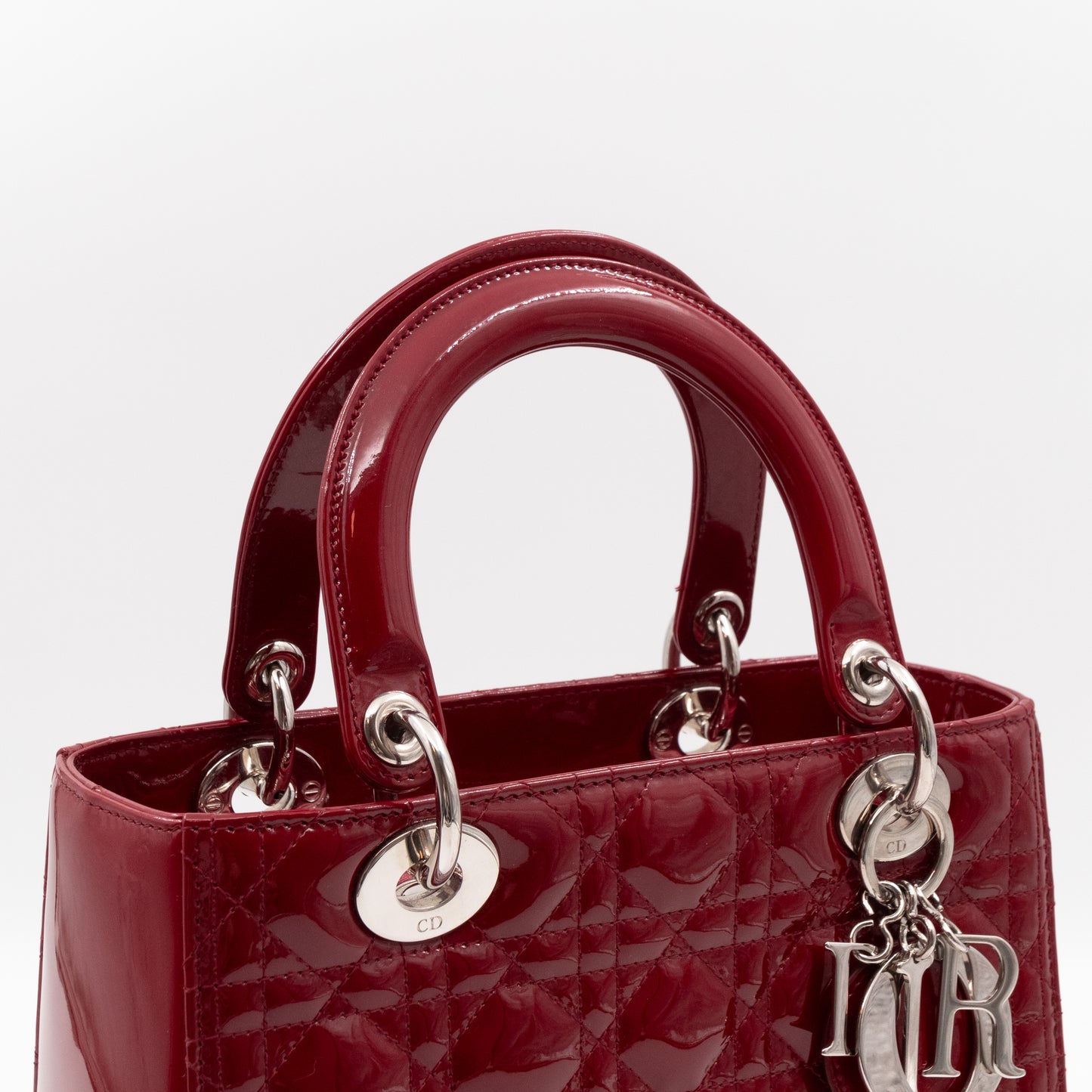 Lady Dior Medium Dark Red Patent Leather